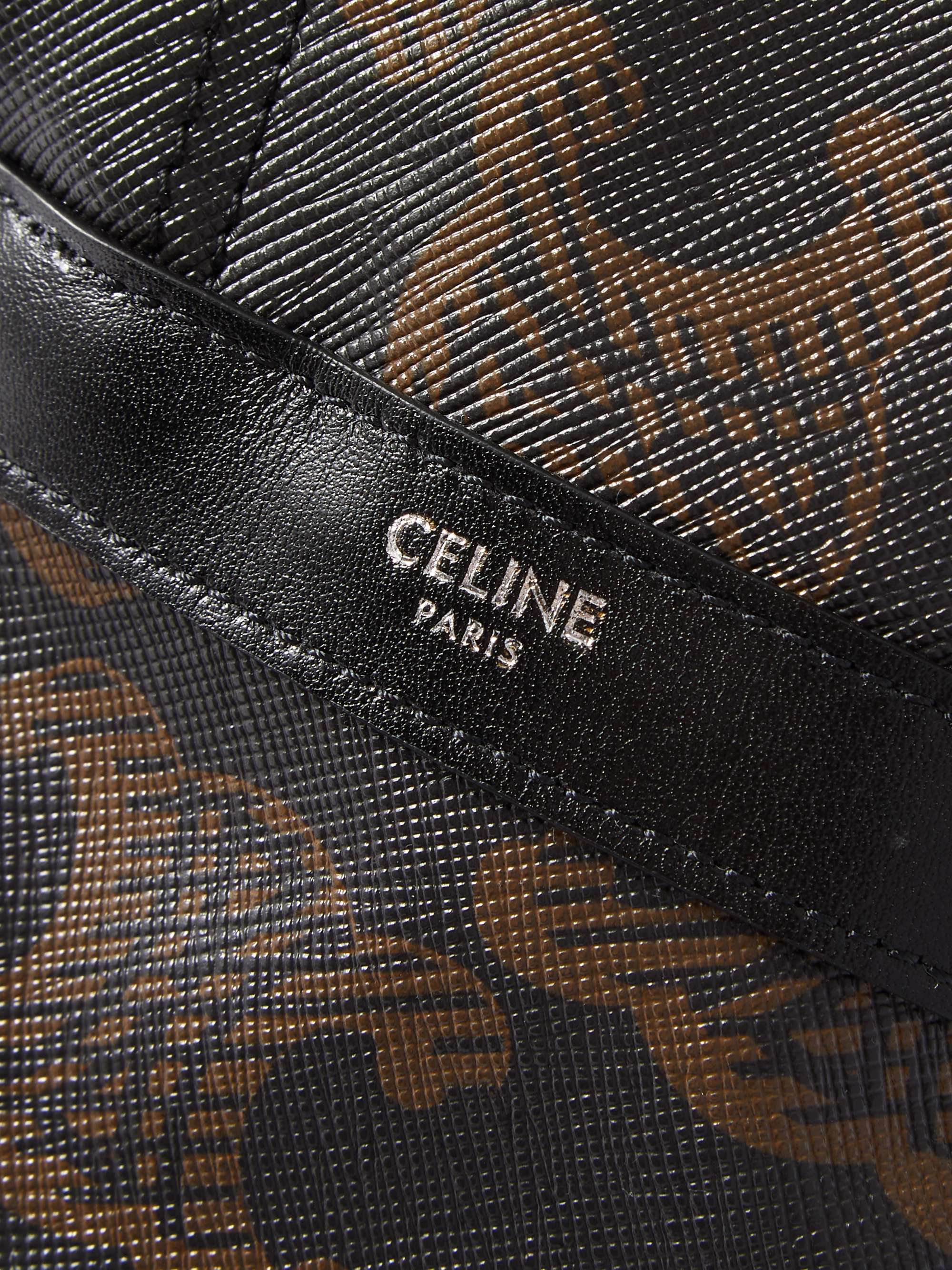 CELINE HOMME Triomphe Leather-Trimmed Logo-Print Coated-Canvas Backpack