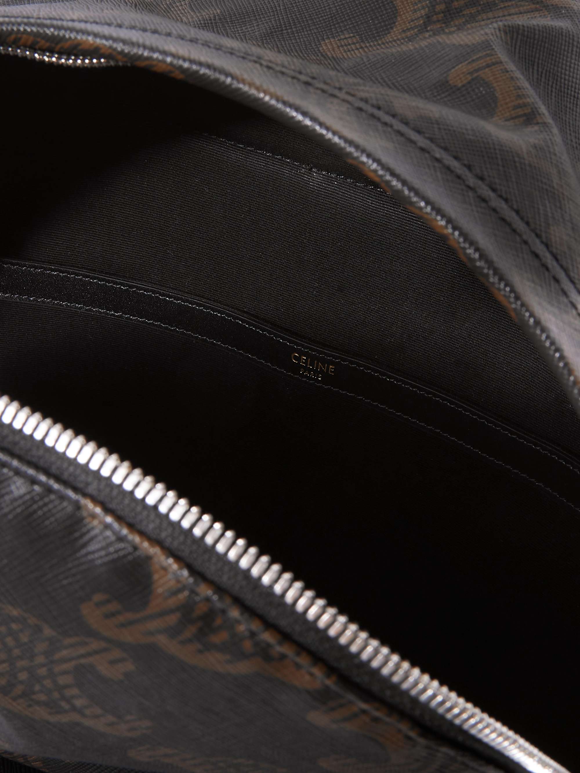 CELINE HOMME Triomphe Leather-Trimmed Logo-Print Coated-Canvas Backpack