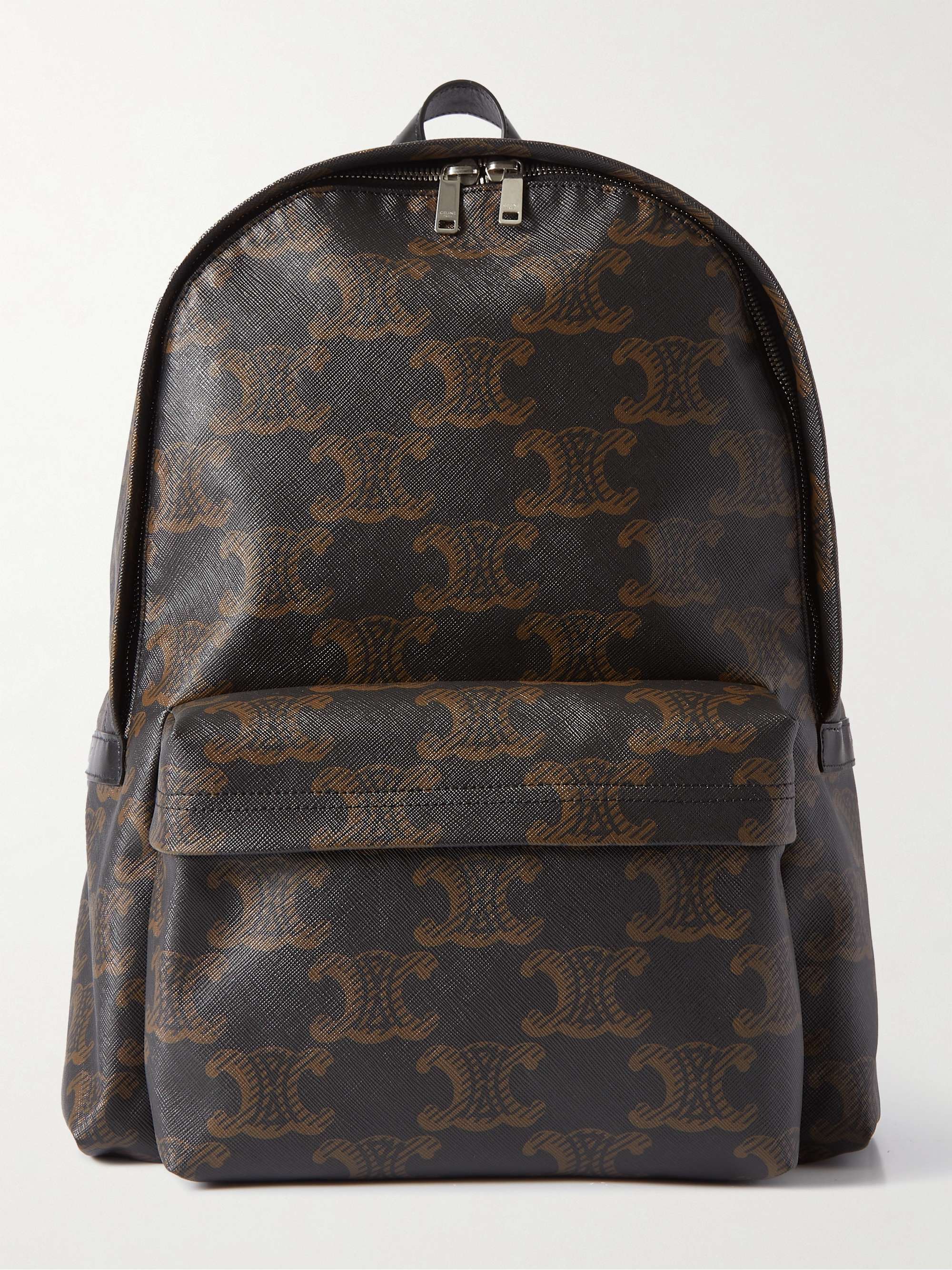 CELINE HOMME Triomphe Leather-Trimmed Logo-Print Coated-Canvas Backpack for  Men