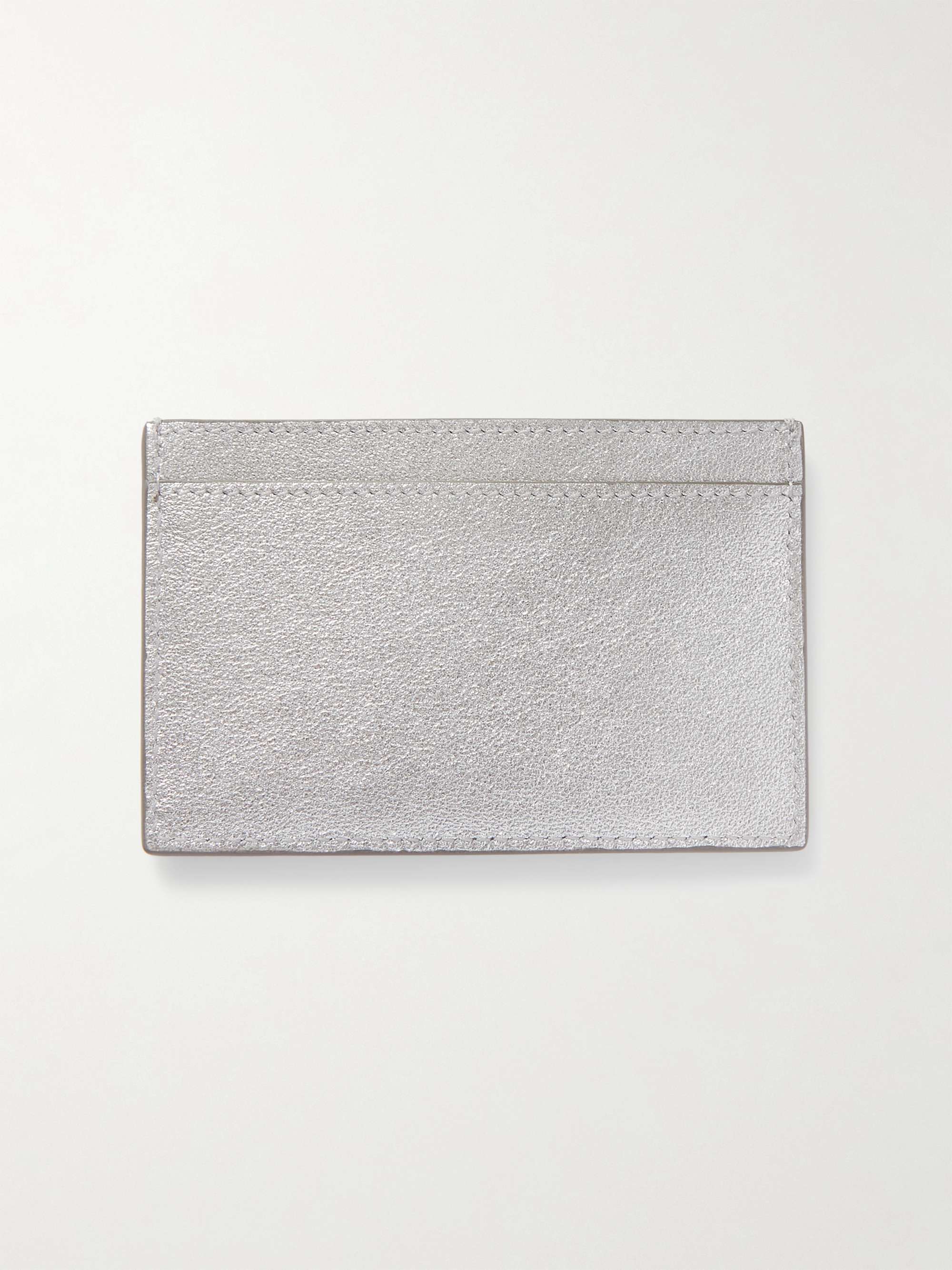 CELINE HOMME Logo-Print Metallic Leather Cardholder