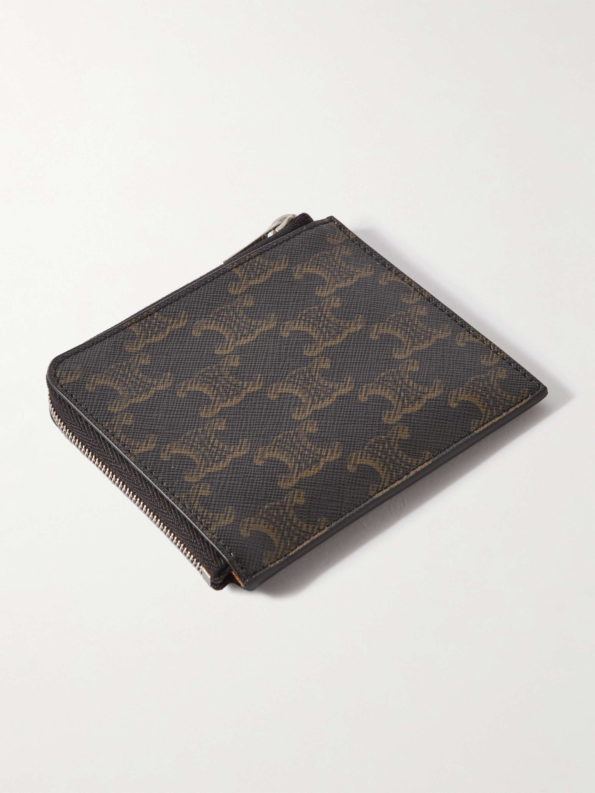 CELINE HOMME Leather-Trimmed Coated-Canvas Zip-Around Wallet