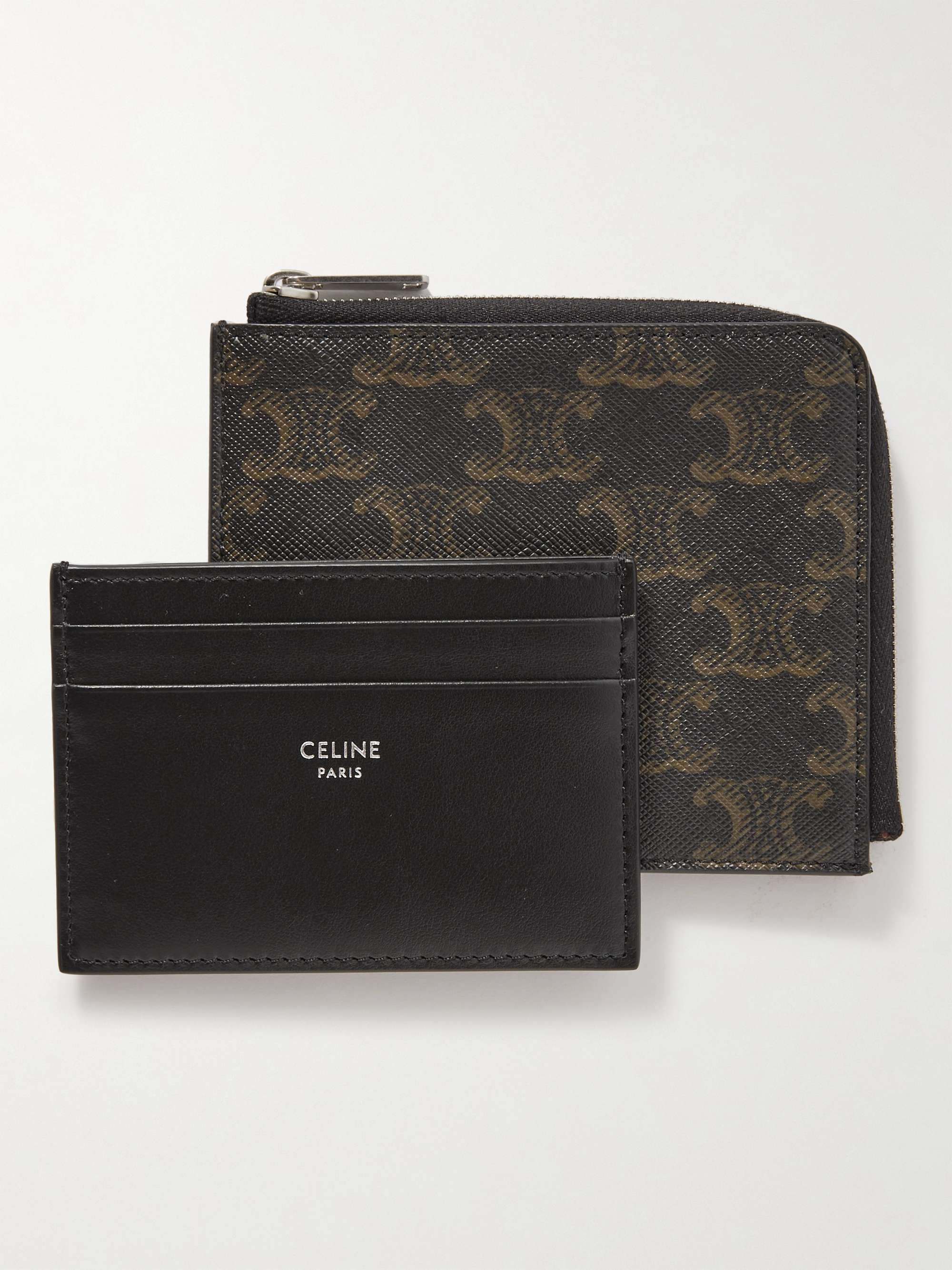 CELINE HOMME Leather-Trimmed Coated-Canvas Zip-Around Wallet