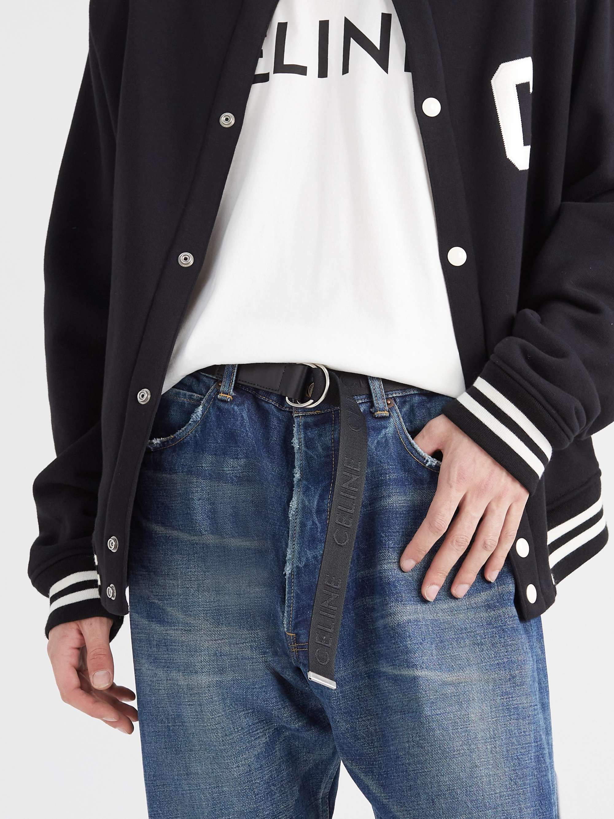 CELINE HOMME 3cm Leather-Trimmed Logo-Jacquard Webbing Belt