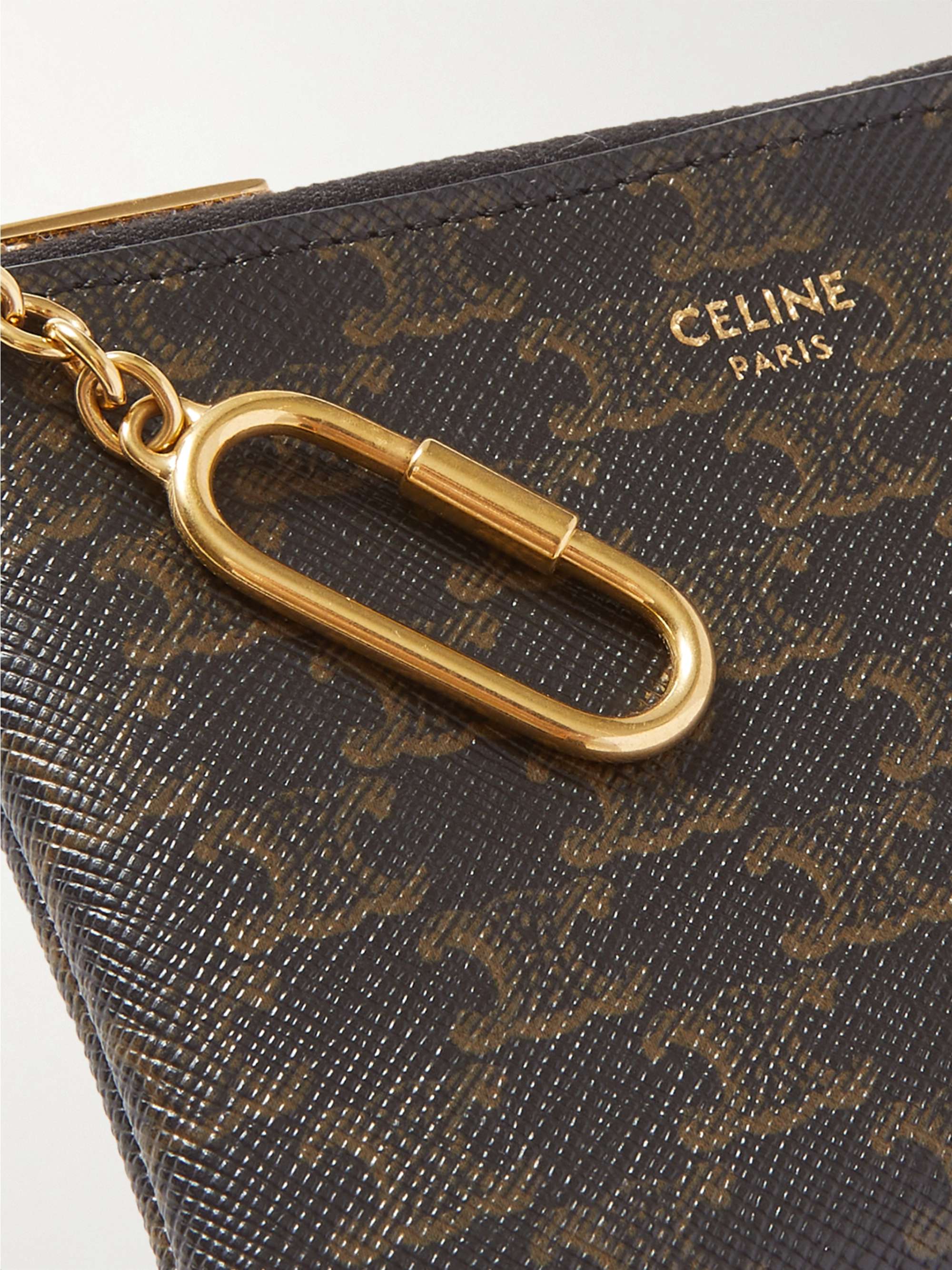 CELINE HOMME Triomphe Logo-Print Coated-Canvas Pouch