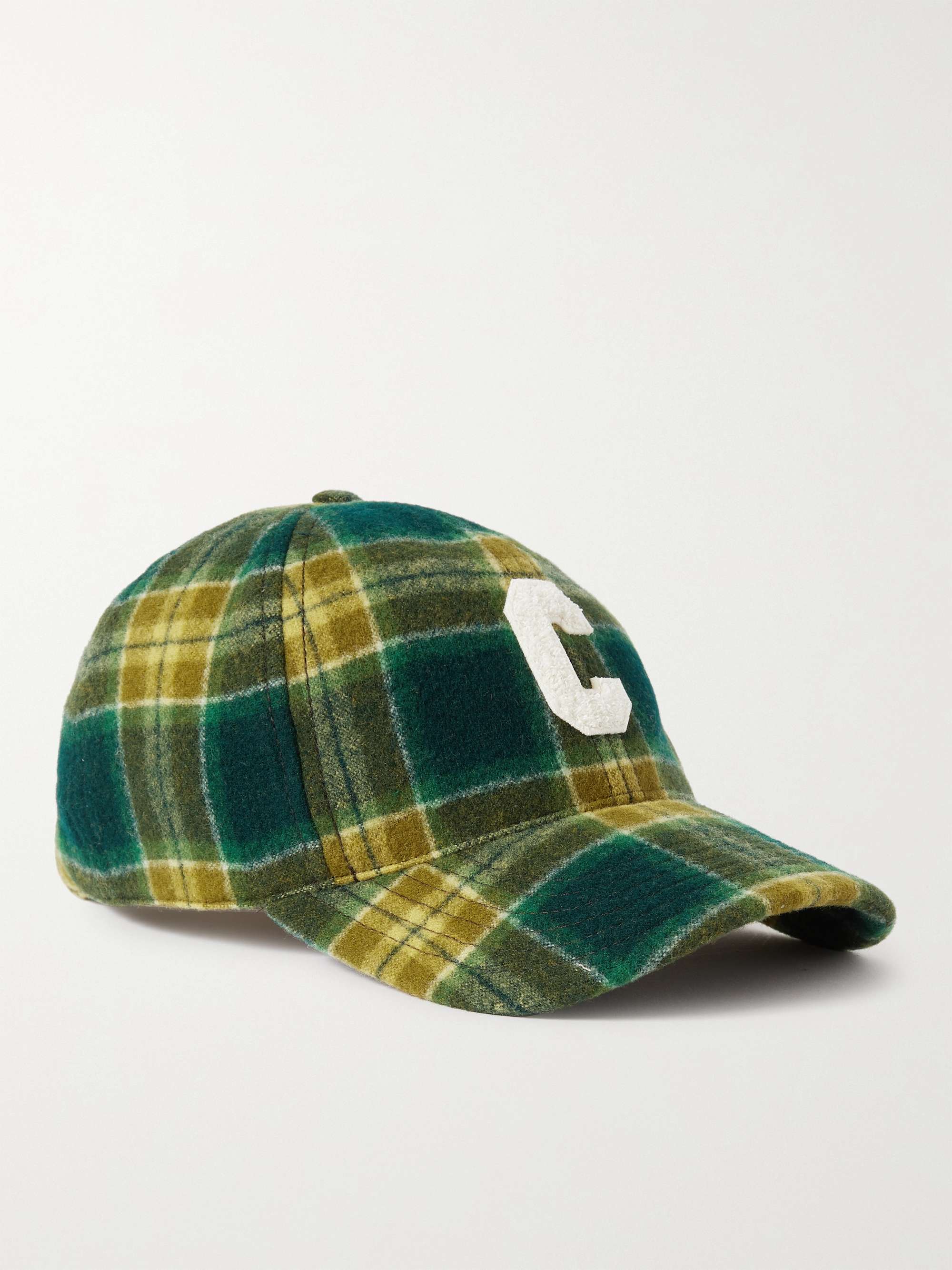 Logo-Appliquéd Checked Wool Baseball Cap