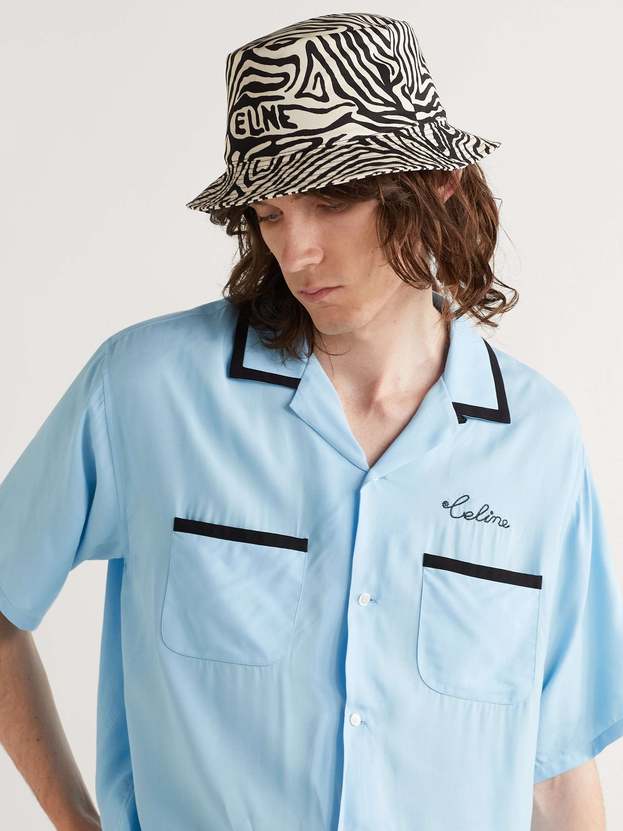 CELINE HOMME Logo-Print Cotton-Gabardine Bucket Hat