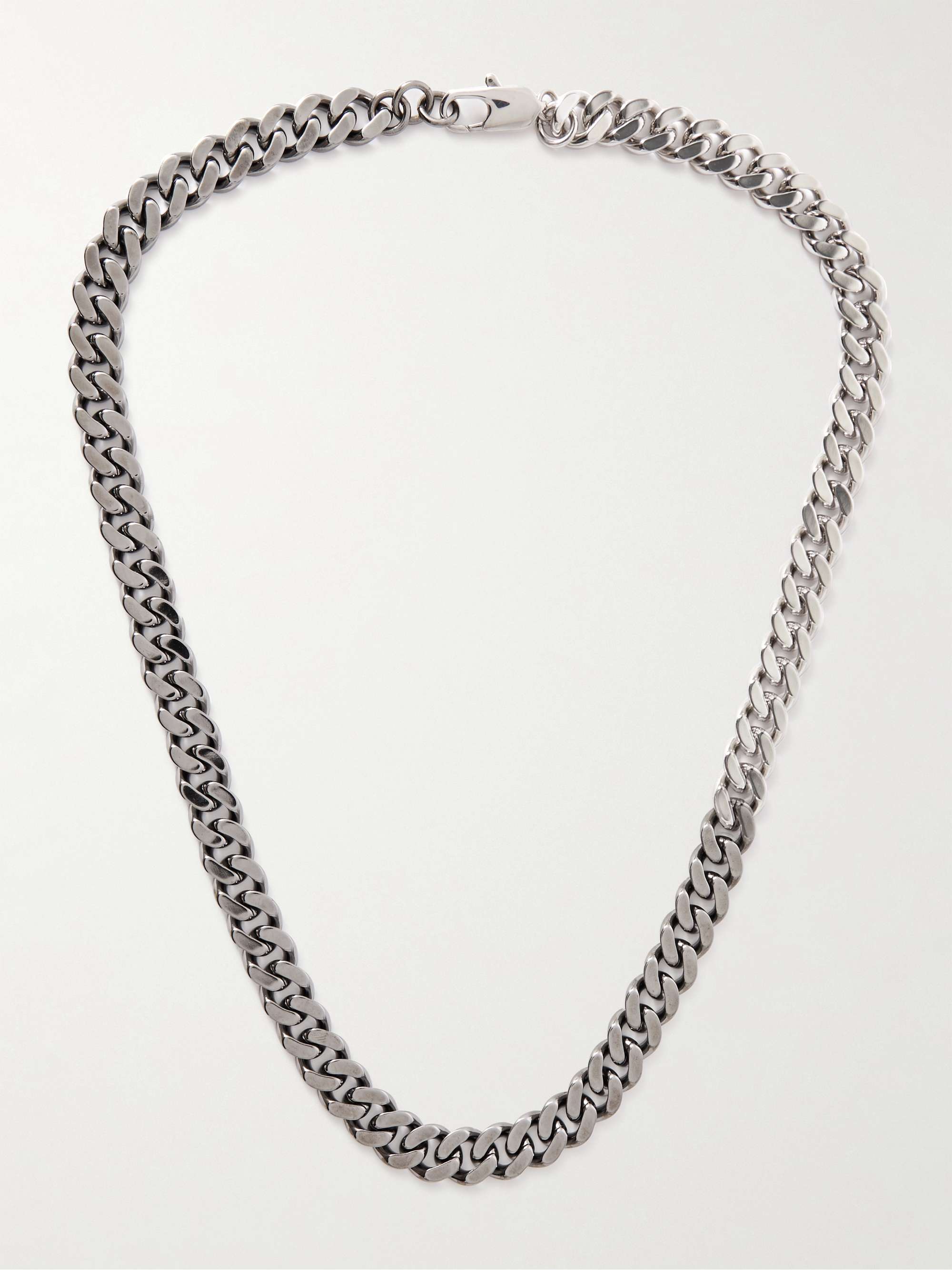 Silver and Gunmetal-Tone Chain Necklace
