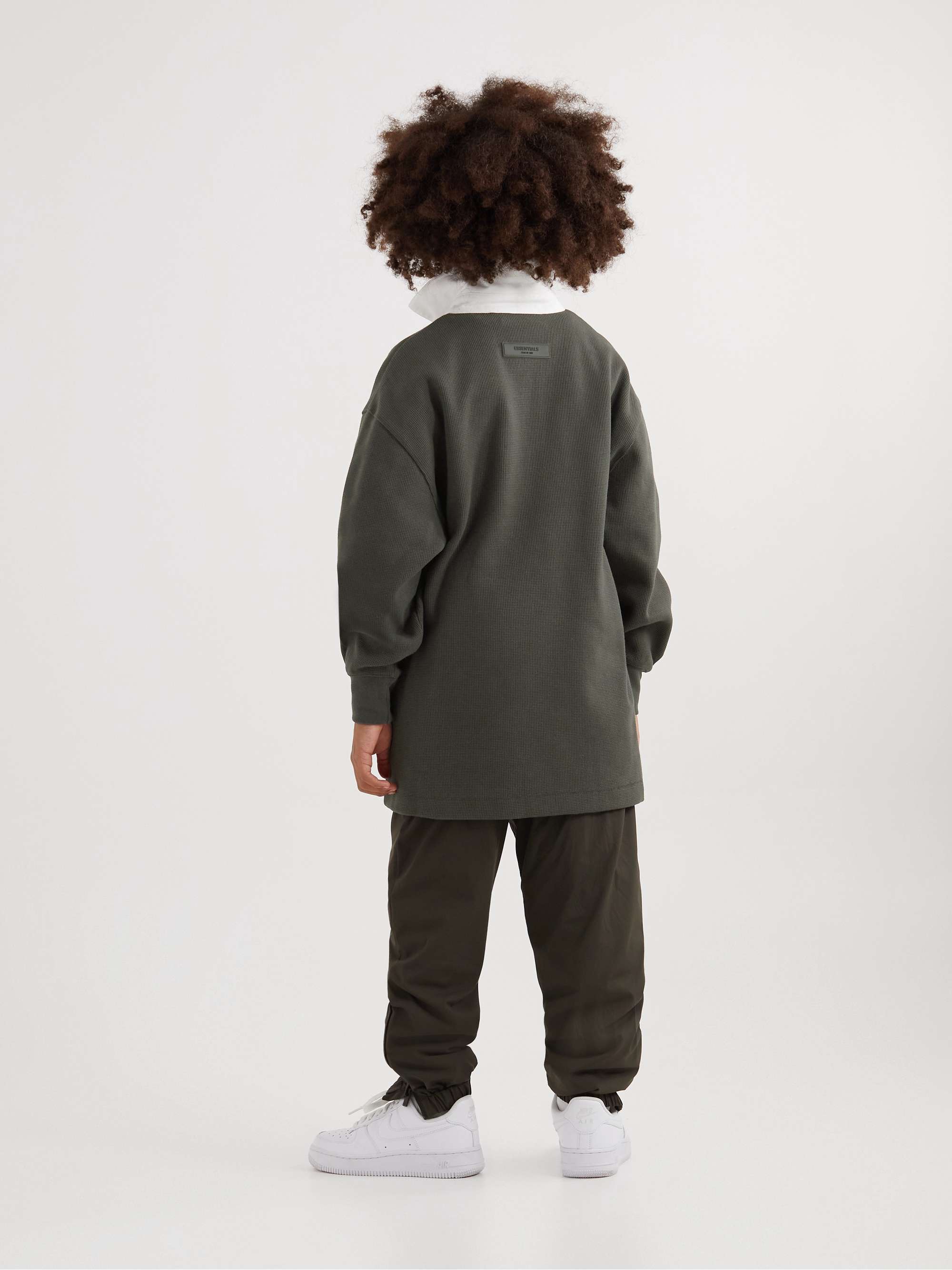 FEAR OF GOD ESSENTIALS KIDS Logo-Appliquéd Waffle-Knit Cotton-Blend Jersey Polo Shirt