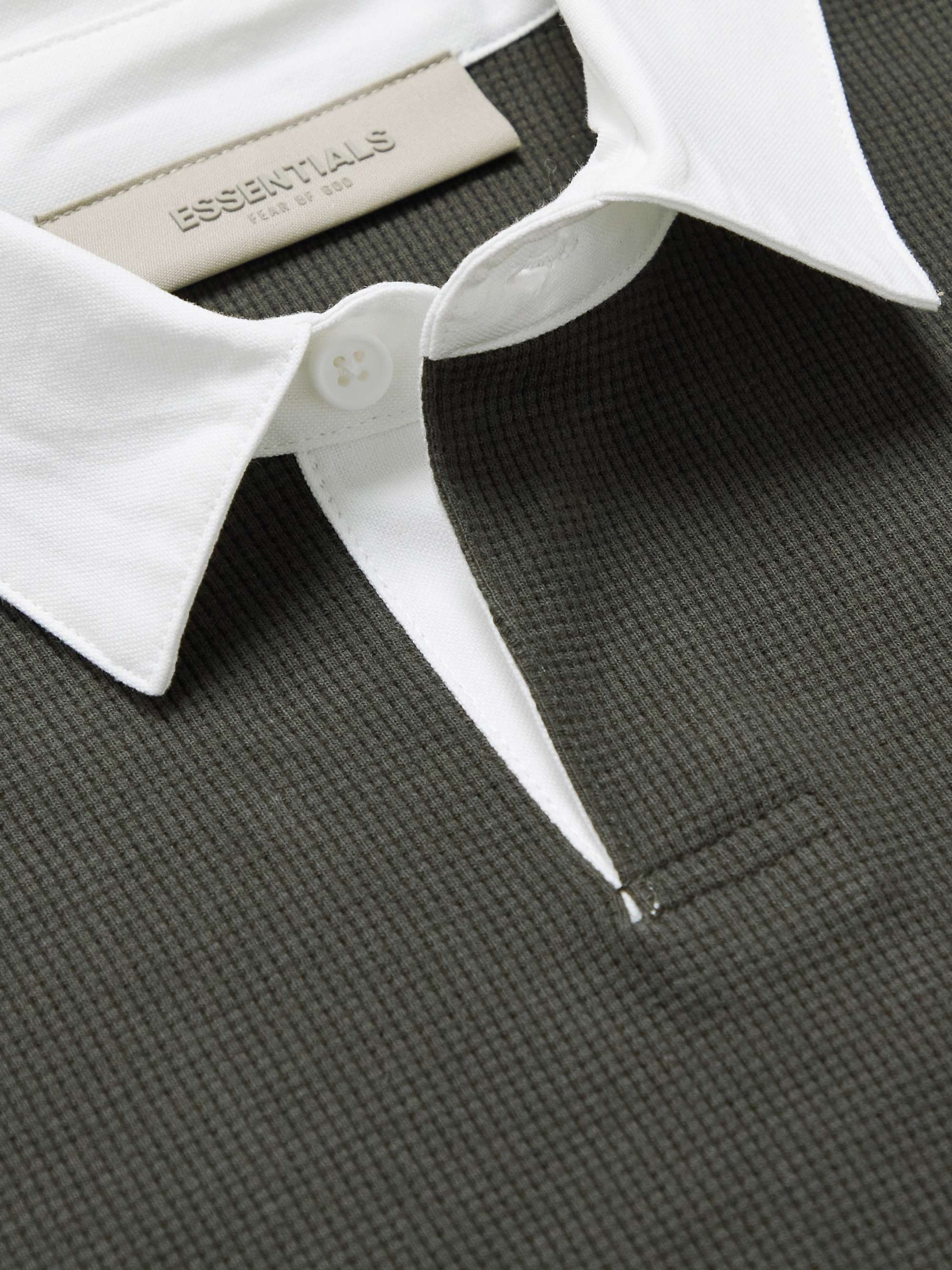 FEAR OF GOD ESSENTIALS KIDS Logo-Appliquéd Waffle-Knit Cotton-Blend Jersey Polo Shirt