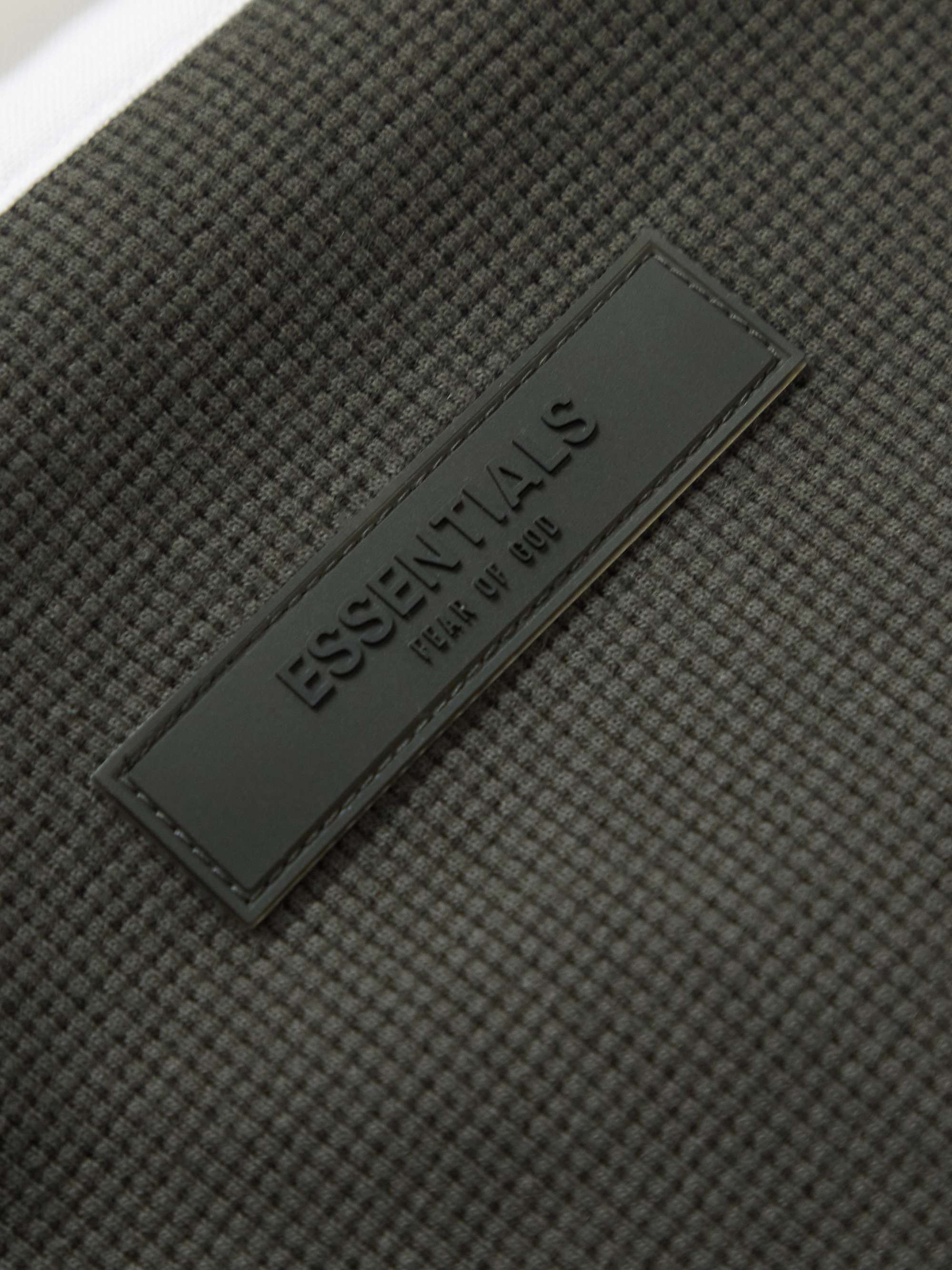 FEAR OF GOD ESSENTIALS KIDS Logo-Appliquéd Waffle-Knit Cotton-Blend Jersey Polo Shirt