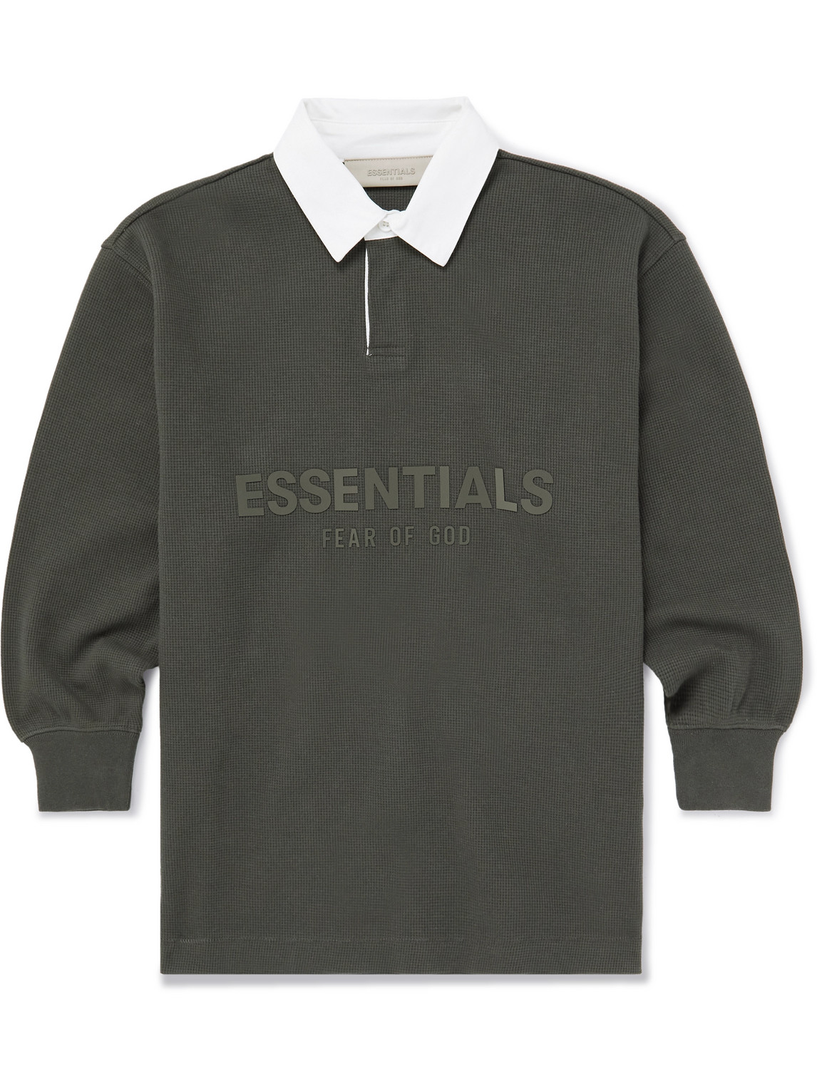 Essentials Logo-appliquéd Waffle-knit Cotton-blend Jersey Polo Shirt In Black