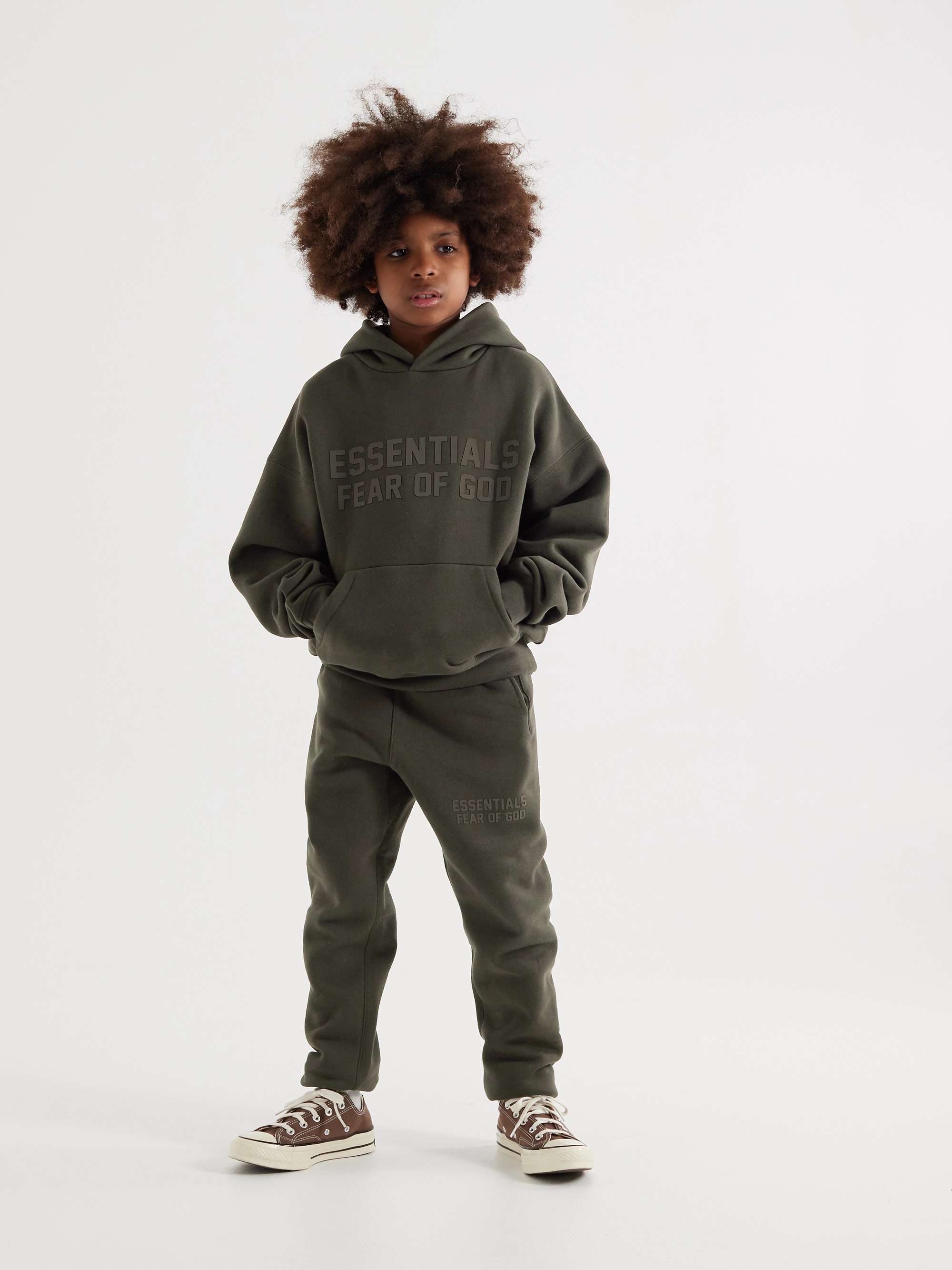 FEAR OF GOD ESSENTIALS KIDS Logo-Appliquéd Cotton-Blend Jersey Hoodie