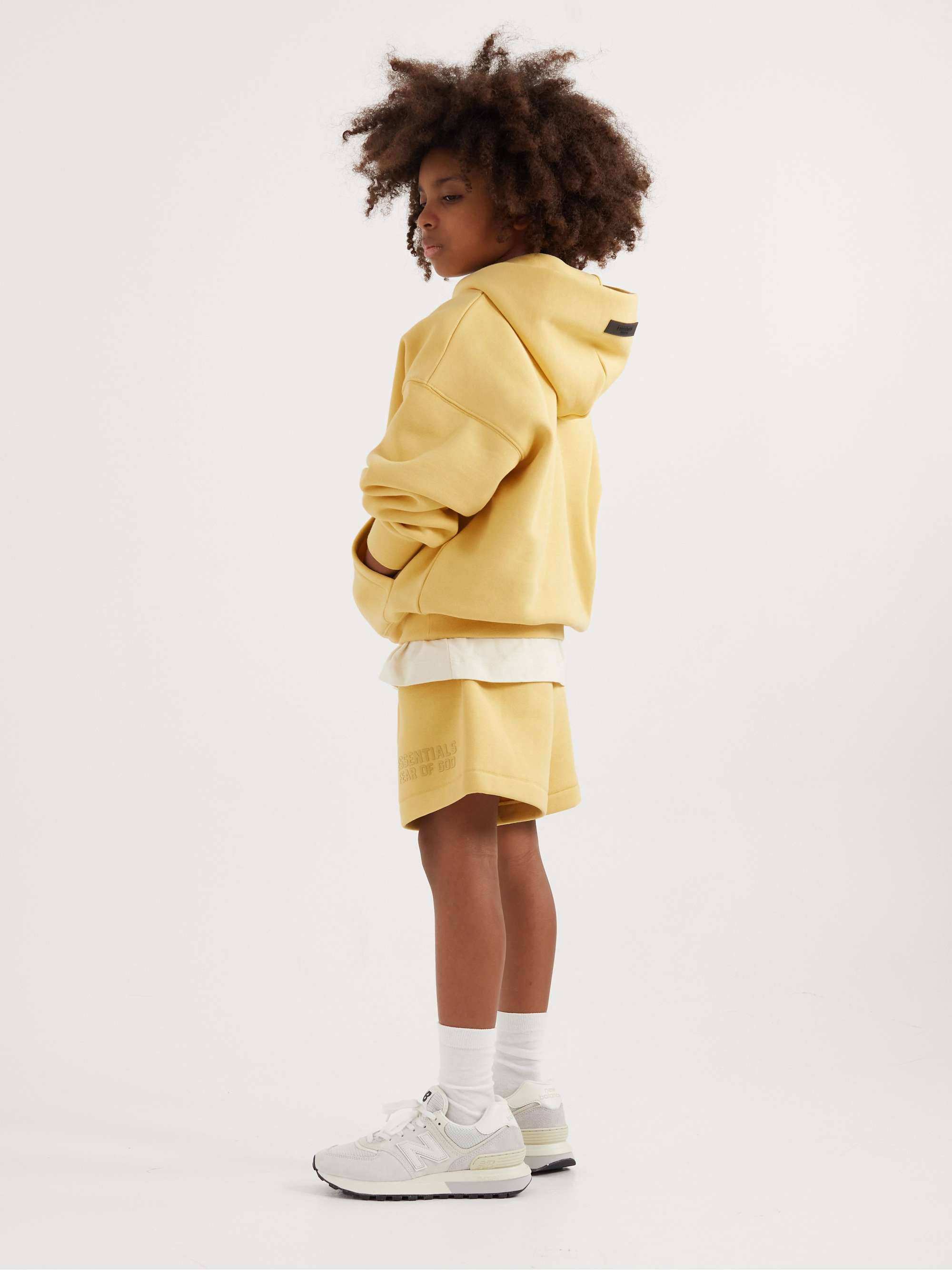 FEAR OF GOD ESSENTIALS KIDS Logo-Appliquéd Cotton-Blend Jersey Drawstring Shorts