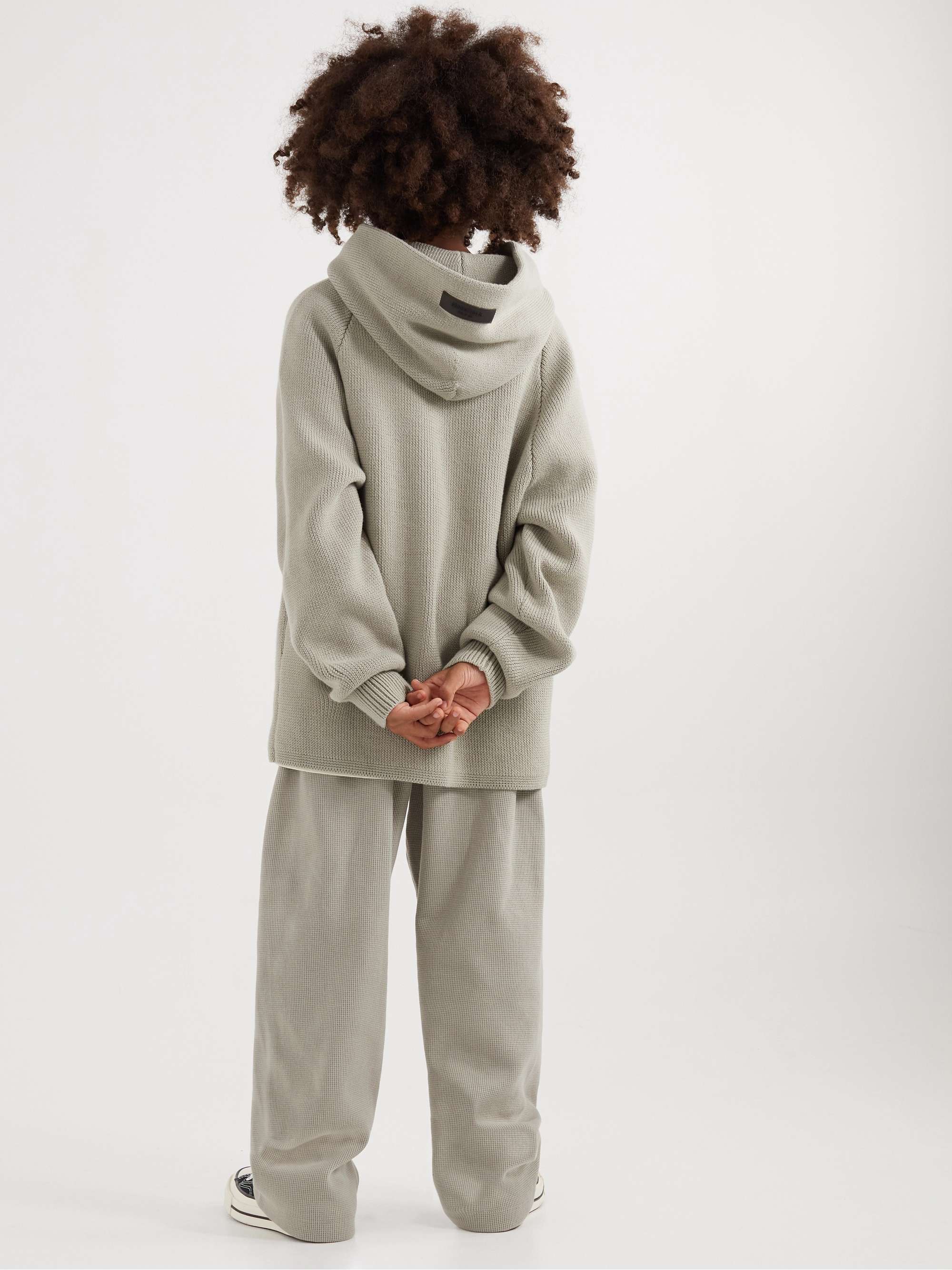FEAR OF GOD ESSENTIALS KIDS Logo-Appliquéd Waffle-Knit Cotton-Blend Jersey Sweatpants