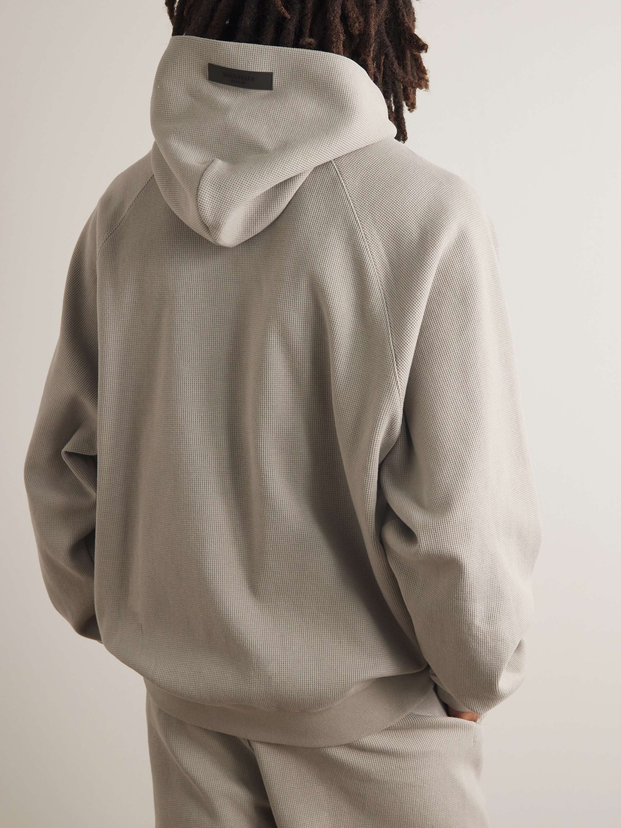 FEAR OF GOD ESSENTIALS LogoAppliquéd WaffleKnit CottonBlend Hoodie