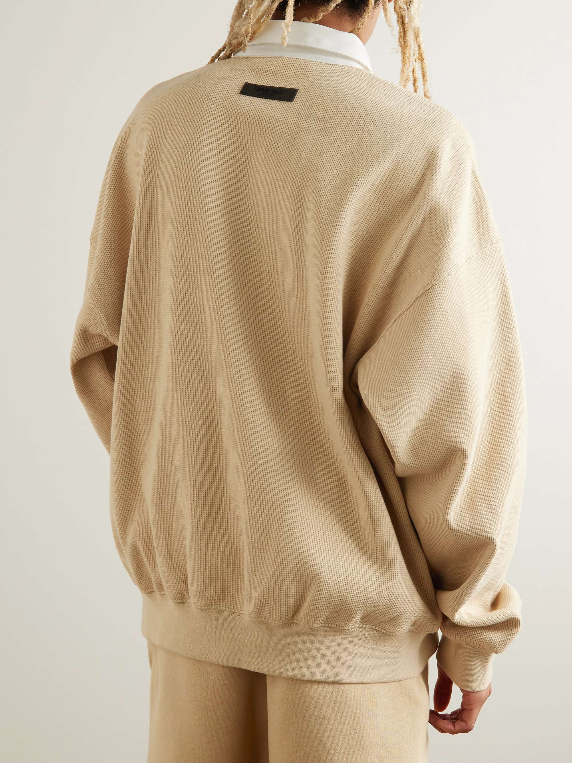 FEAR OF GOD ESSENTIALS Logo-Appliquéd Waffle-Knit Cotton-Blend Polo Shirt