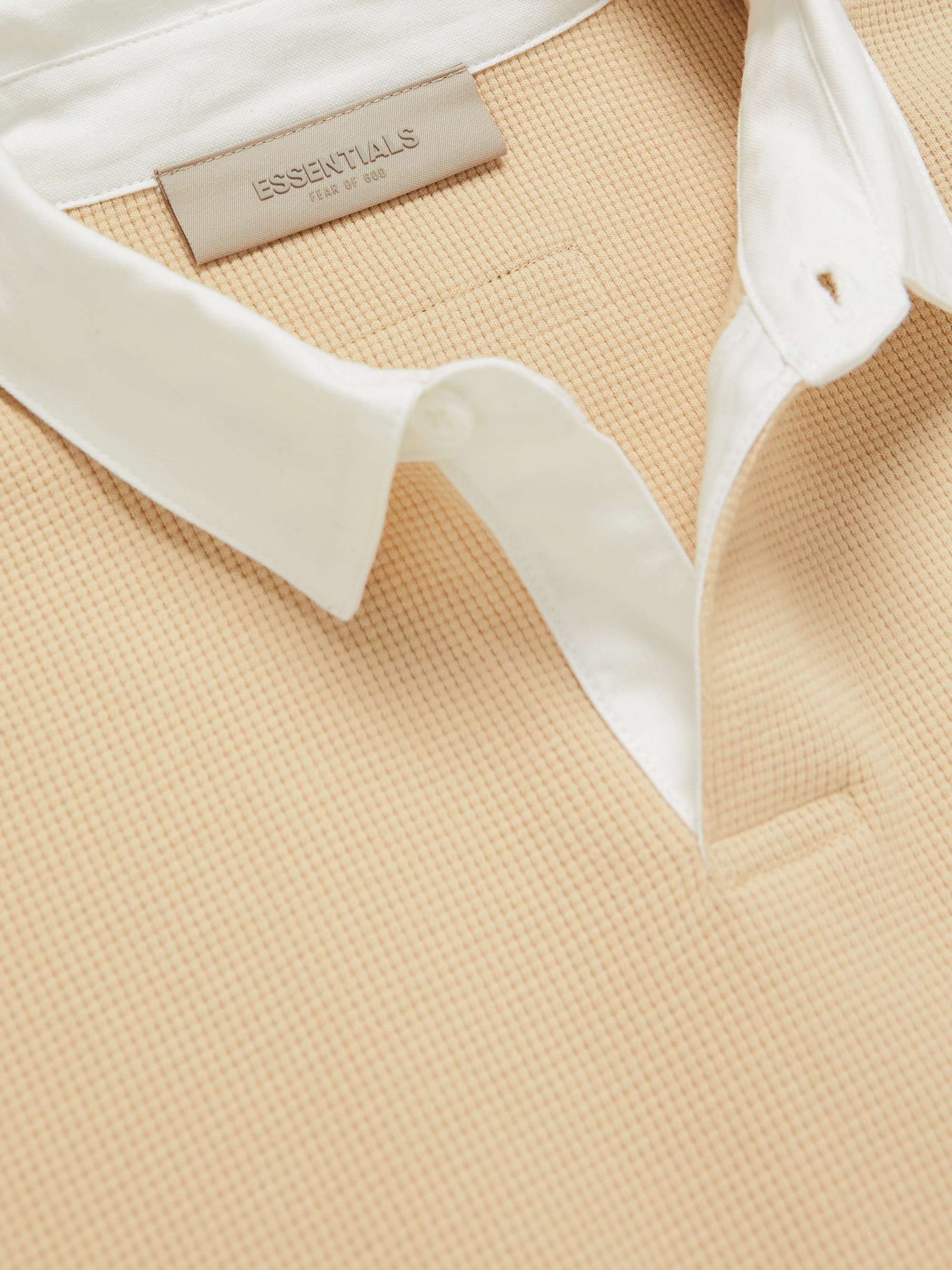 FEAR OF GOD ESSENTIALS Logo-Appliquéd Waffle-Knit Cotton-Blend Polo Shirt