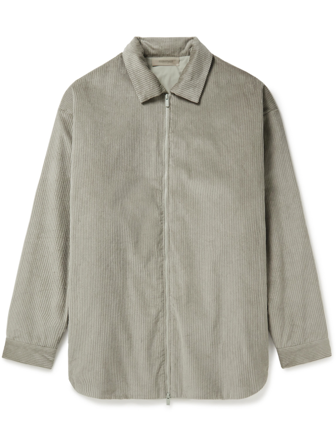 Essentials Cotton corduroy Zip up Shirt Jacket In Gray ModeSens