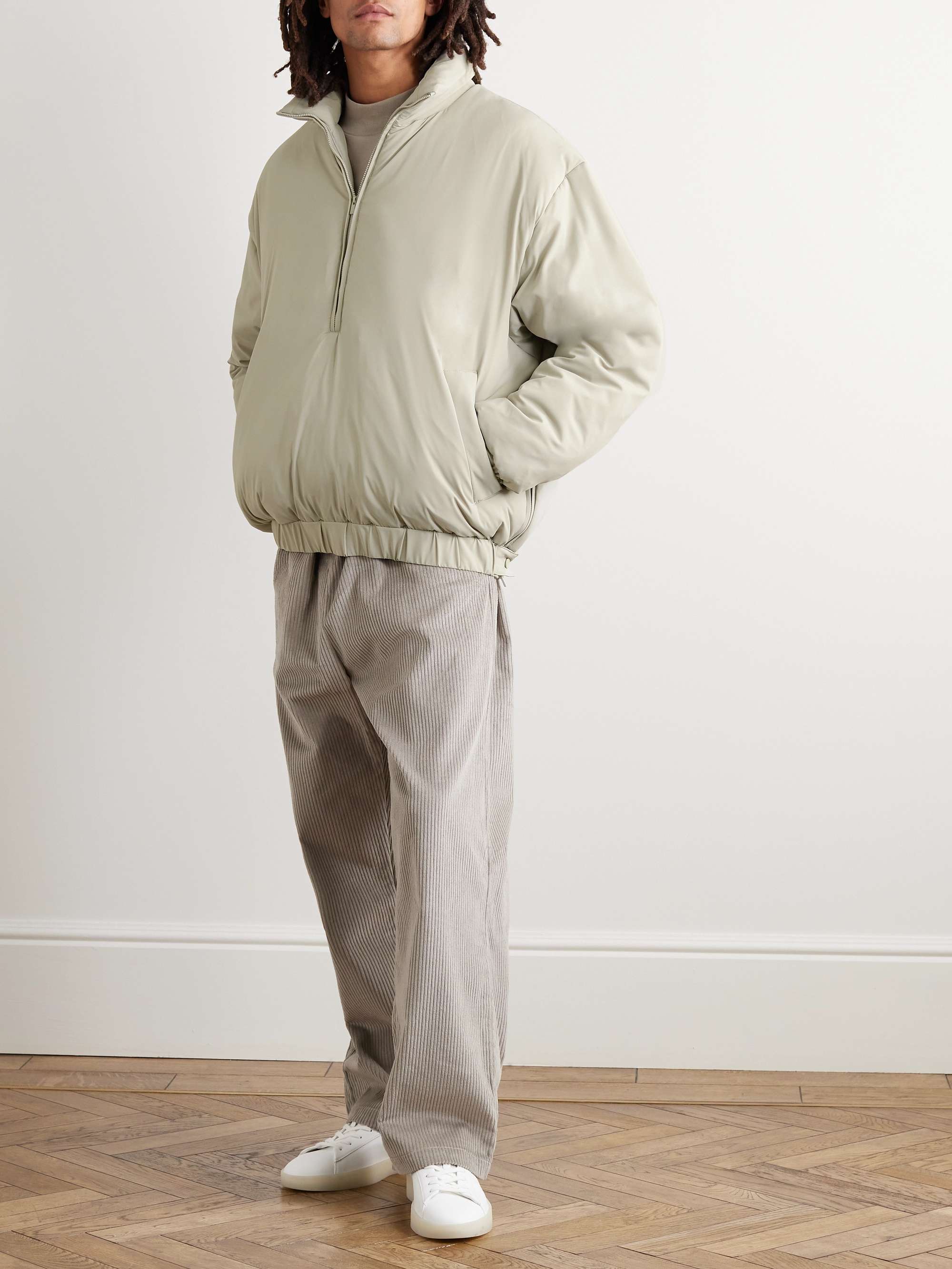 FEAR OF GOD ESSENTIALS Logo-Appliquéd Padded Stretch-Nylon Half-Zip Jacket