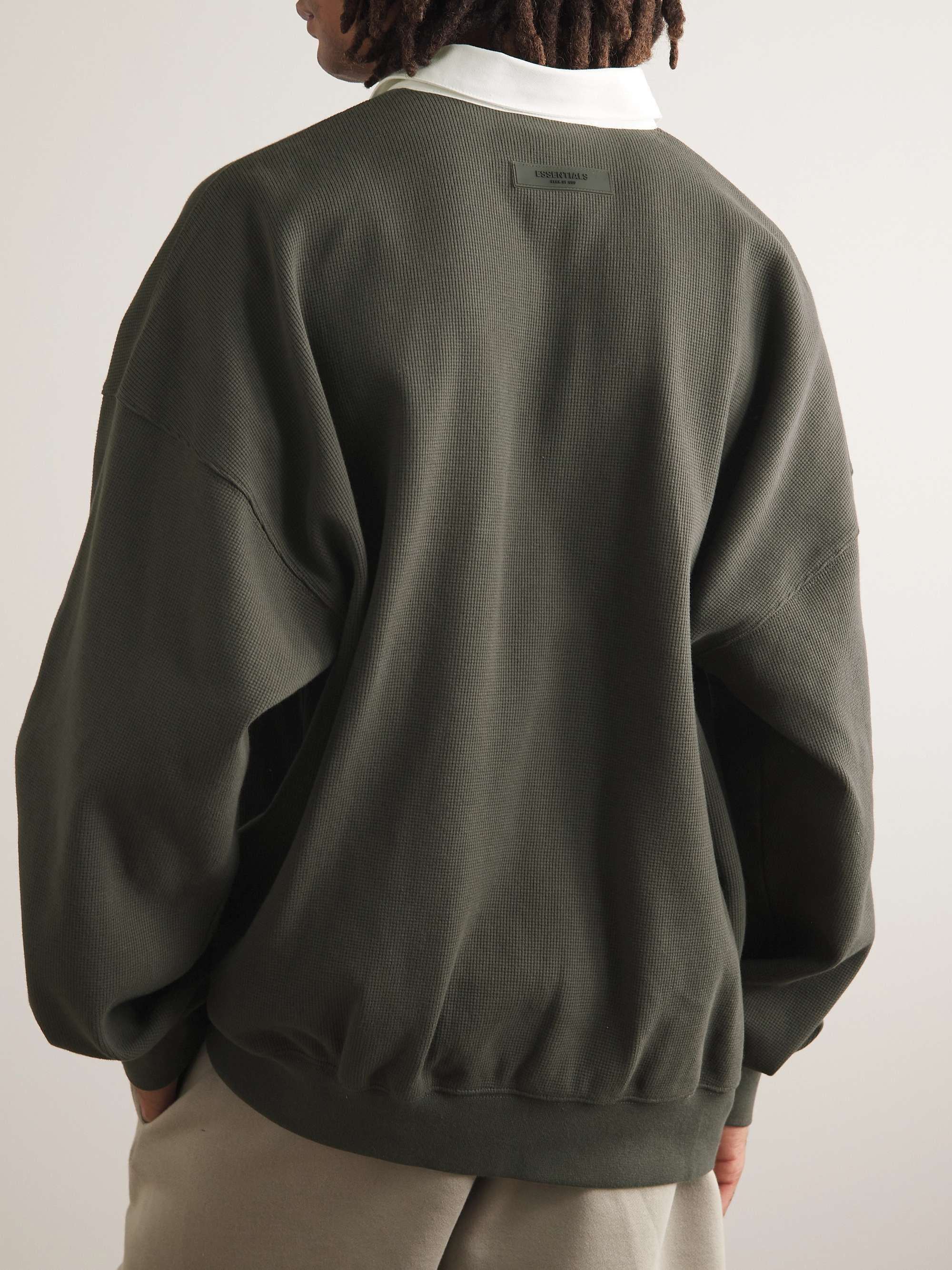FEAR OF GOD ESSENTIALS LogoAppliquéd WaffleKnit CottonBlend Polo