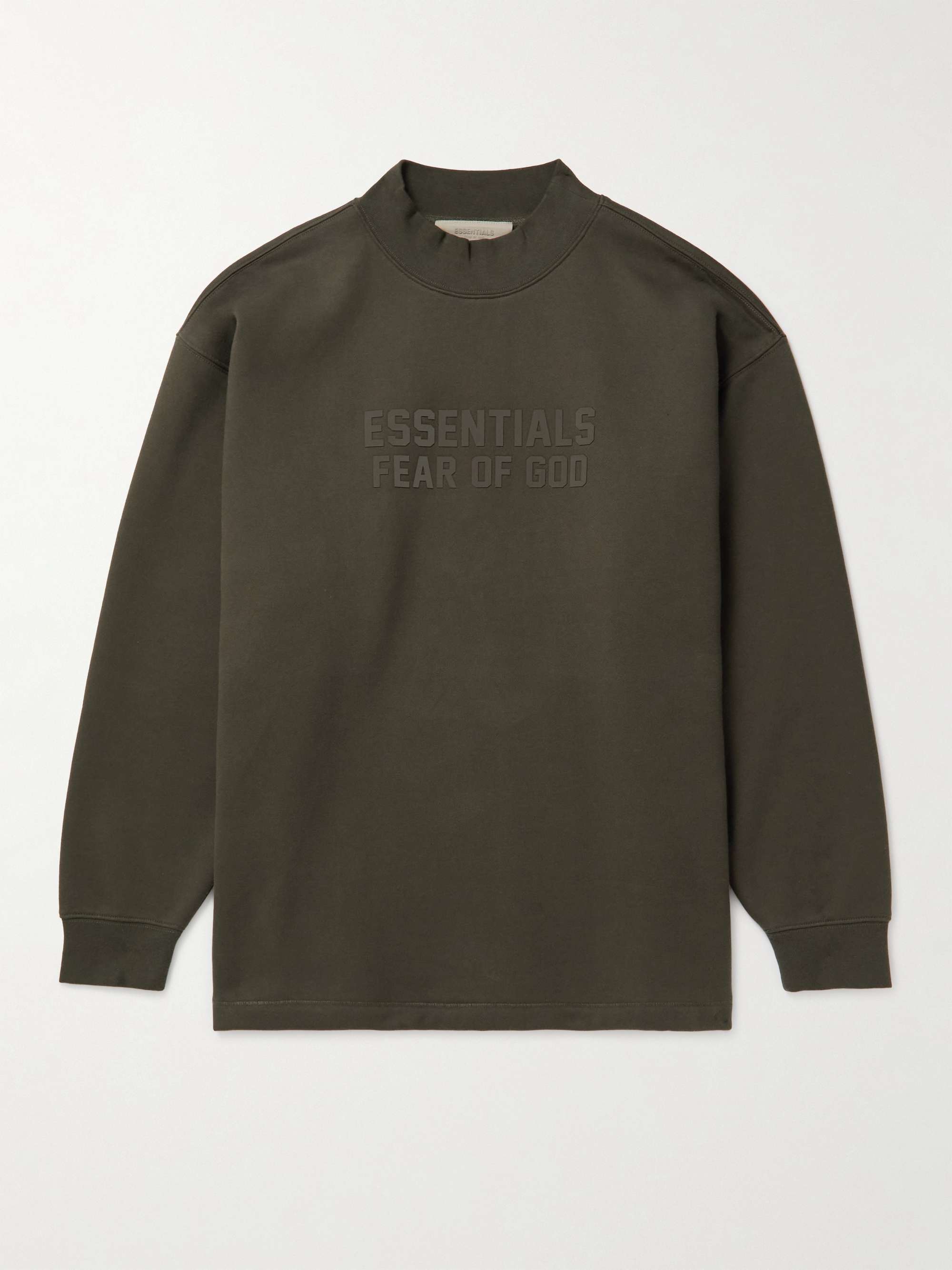 FEAR OF GOD ESSENTIALS Logo-Appliqued Cotton-Blend Jersey Mock-Neck Sweatshirt