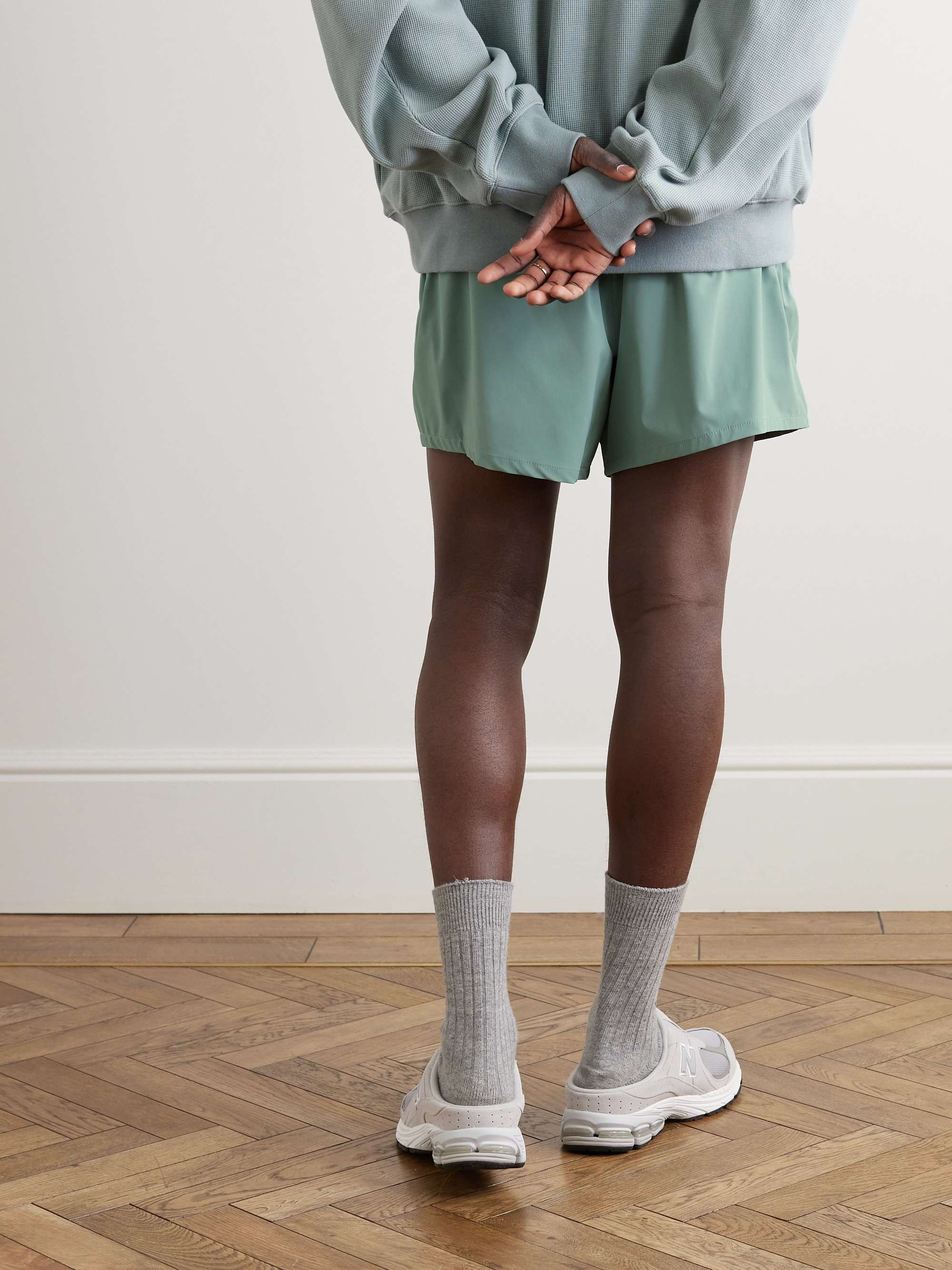 FEAR OF GOD ESSENTIALS Straight-Leg Logo-Appliquéd Shell Drawstring Shorts