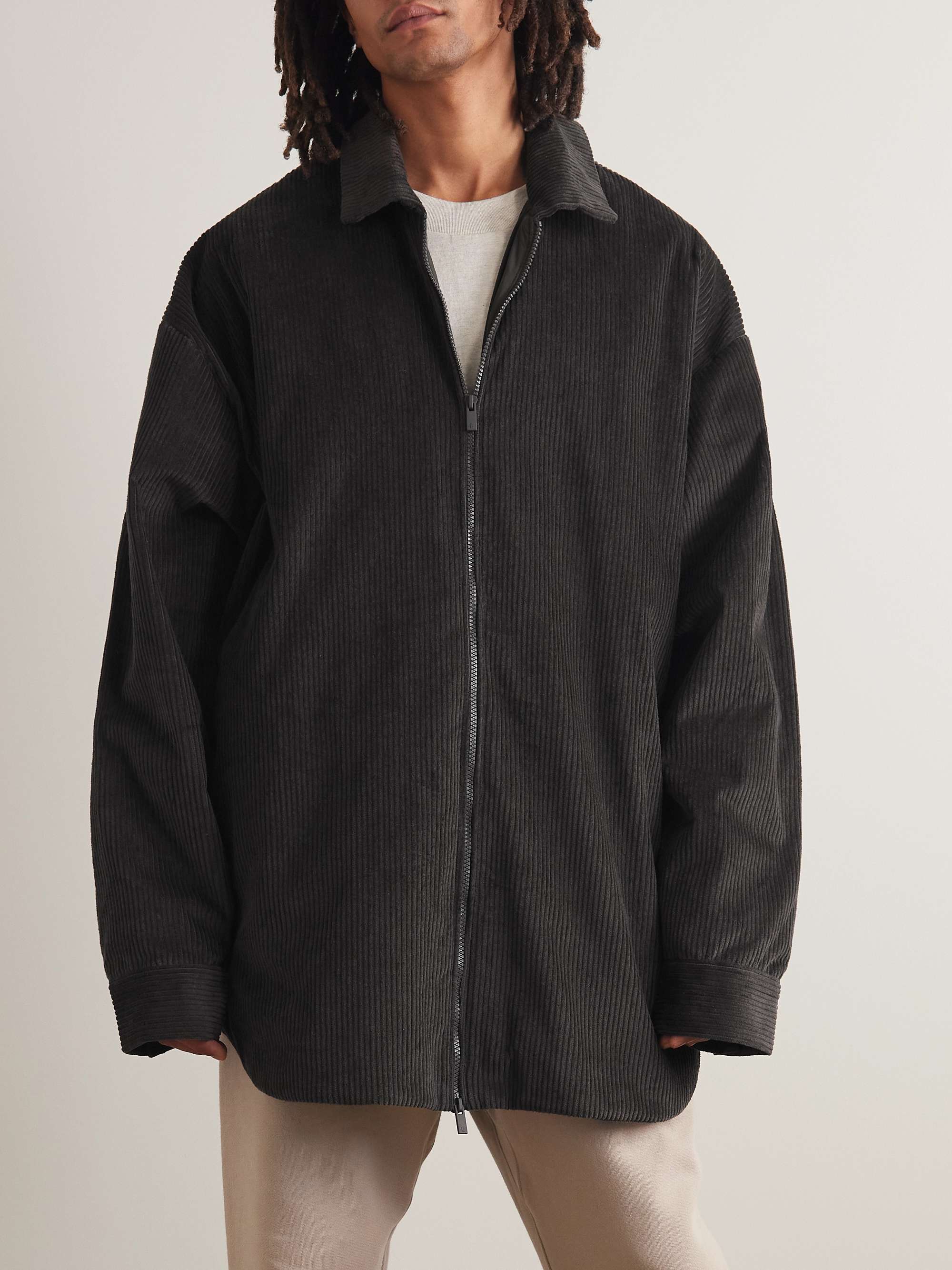 Cotton-Corduroy Zip-Up Shirt Jacket