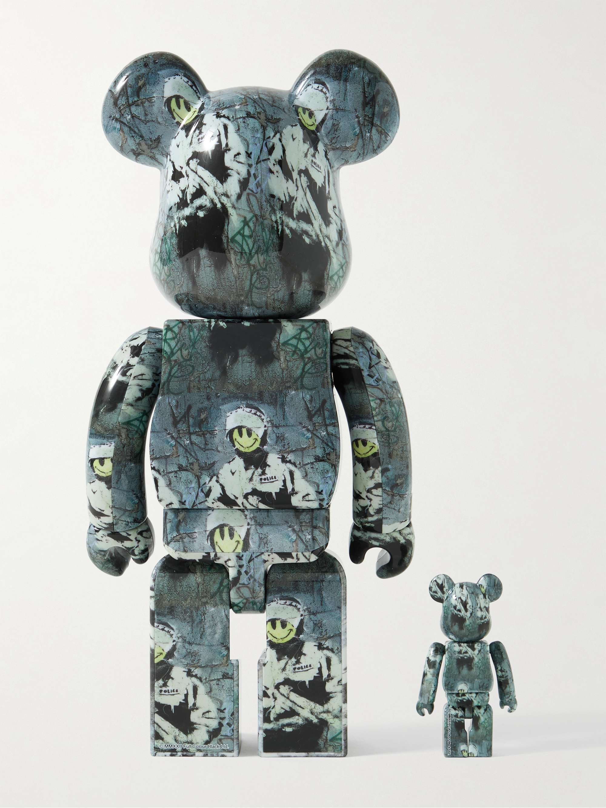 BE@RBRICK + Brandalism Riot Cop 100% + 400% Printed PVC Figurine Set