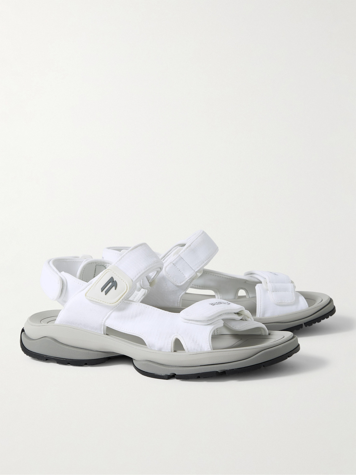 Shop Balenciaga Tourist Logo-embroidered Ripstop Sandals In White