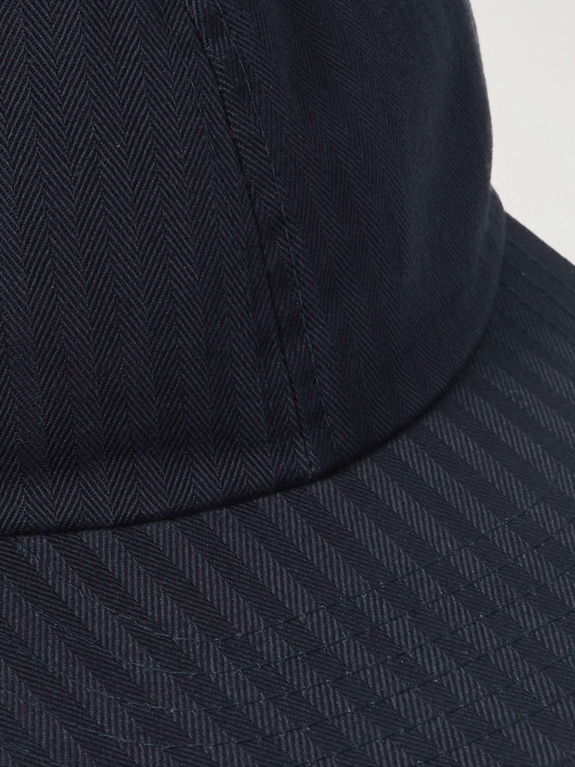 BEAMS PLUS Logo-Embroidered Leather-Trimmed Herringbone Cotton Cap