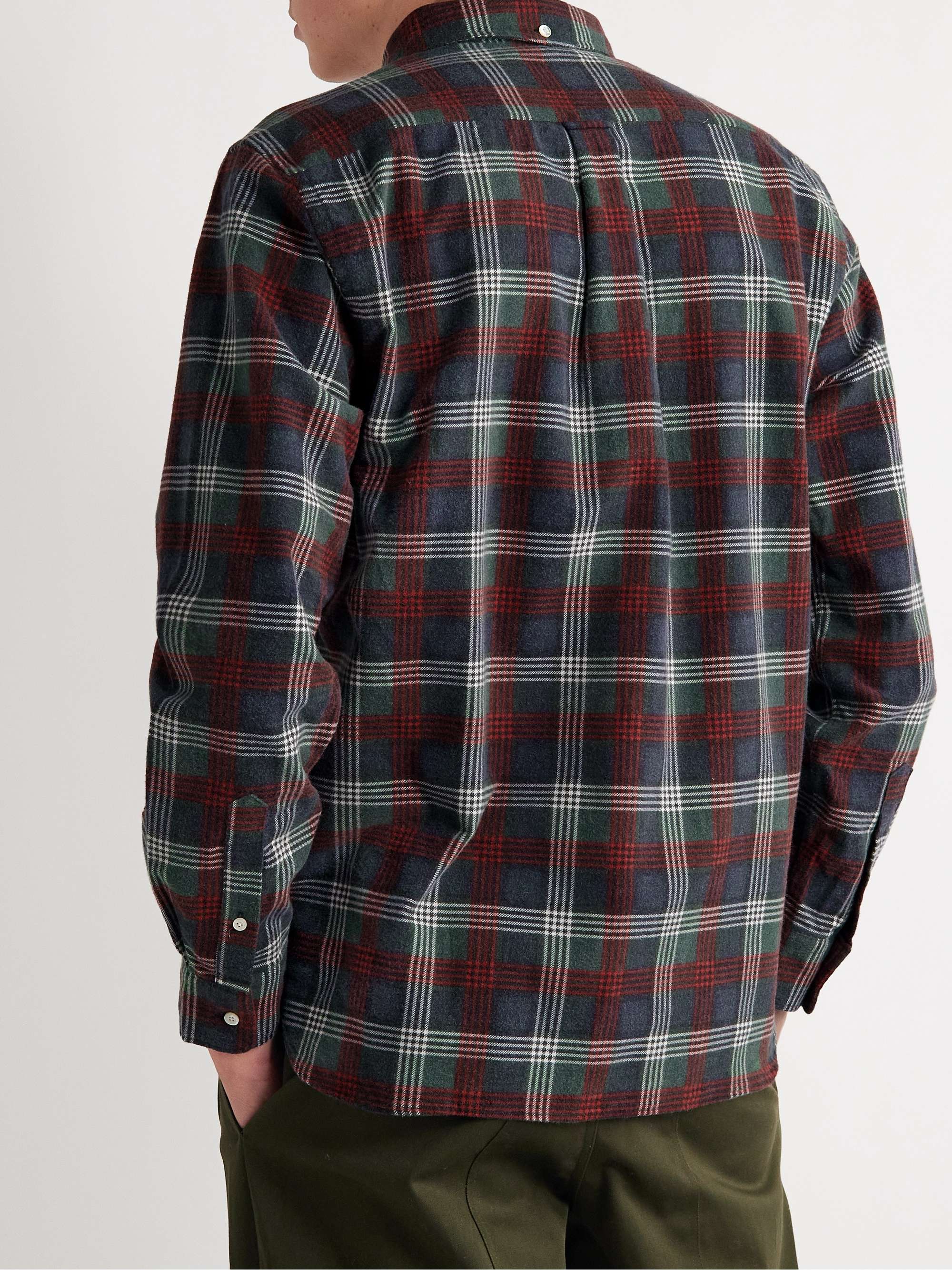 BEAMS PLUS Button-Down Collar Checked Cotton-Flannel Shirt