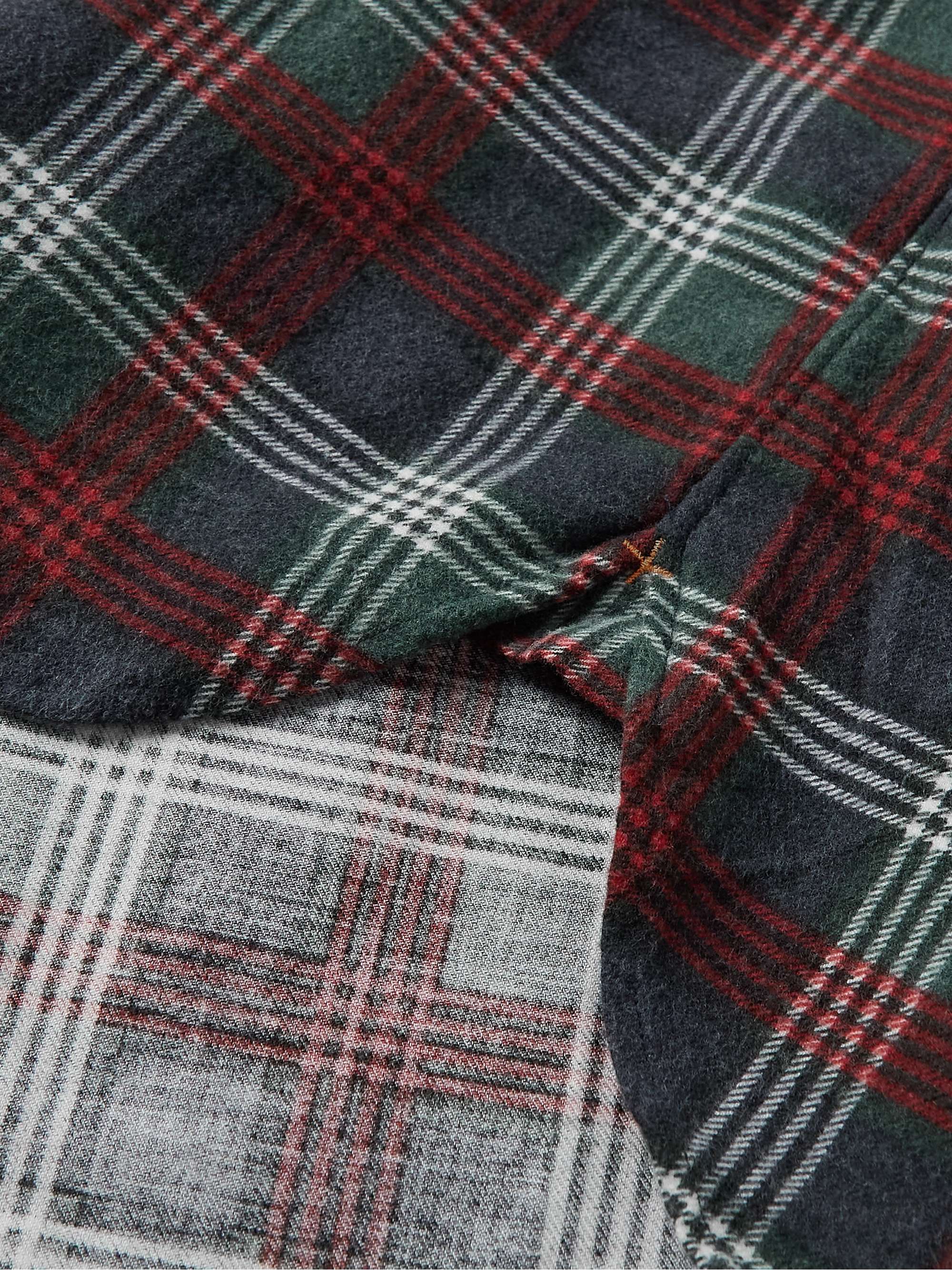 Button-Down Collar Checked Cotton-Flannel Shirt