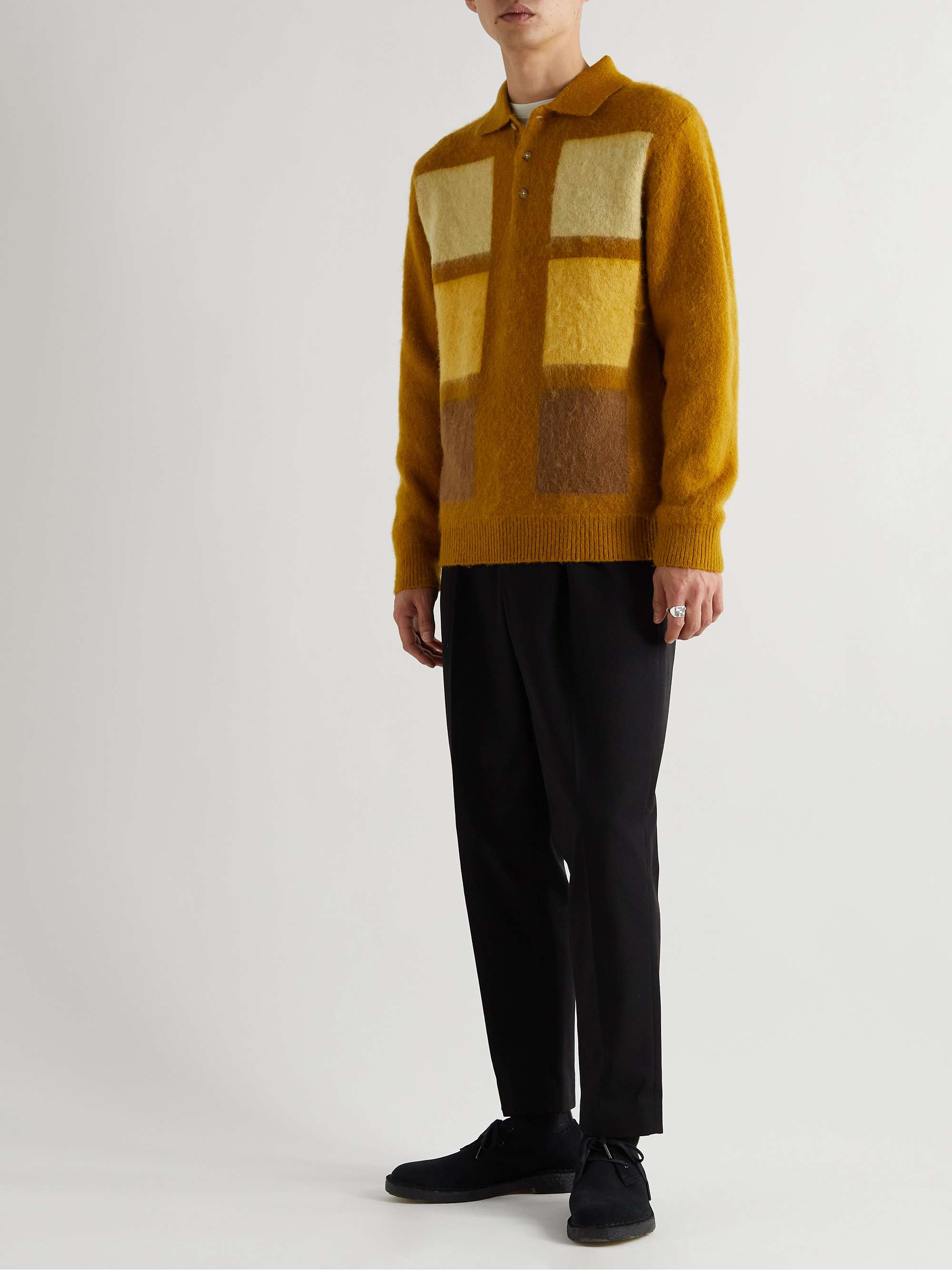 BEAMS PLUS Jacquard-Knit Polo Shirt