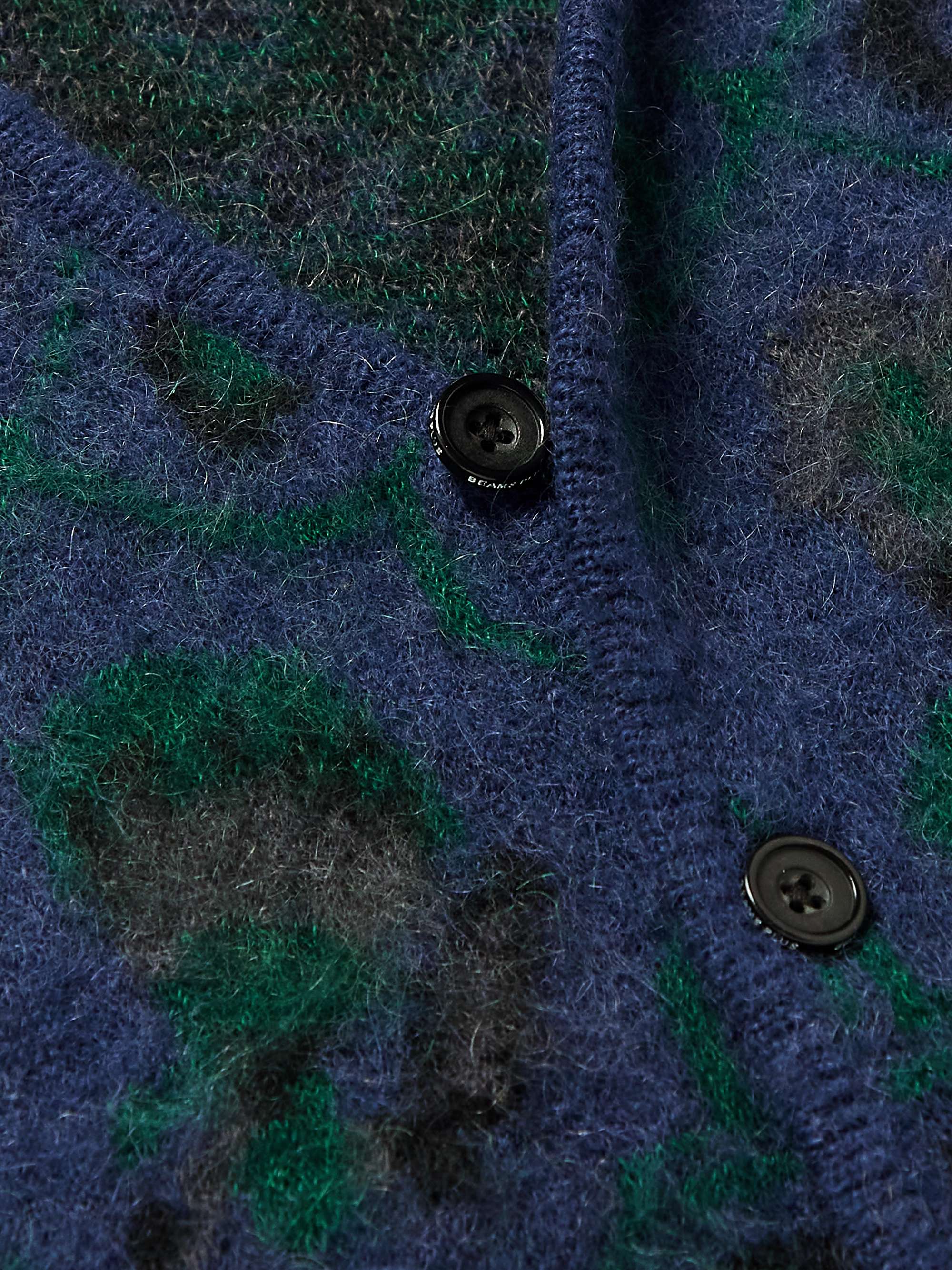 BEAMS PLUS Floral-Print Jacquard-Knit Cardigan