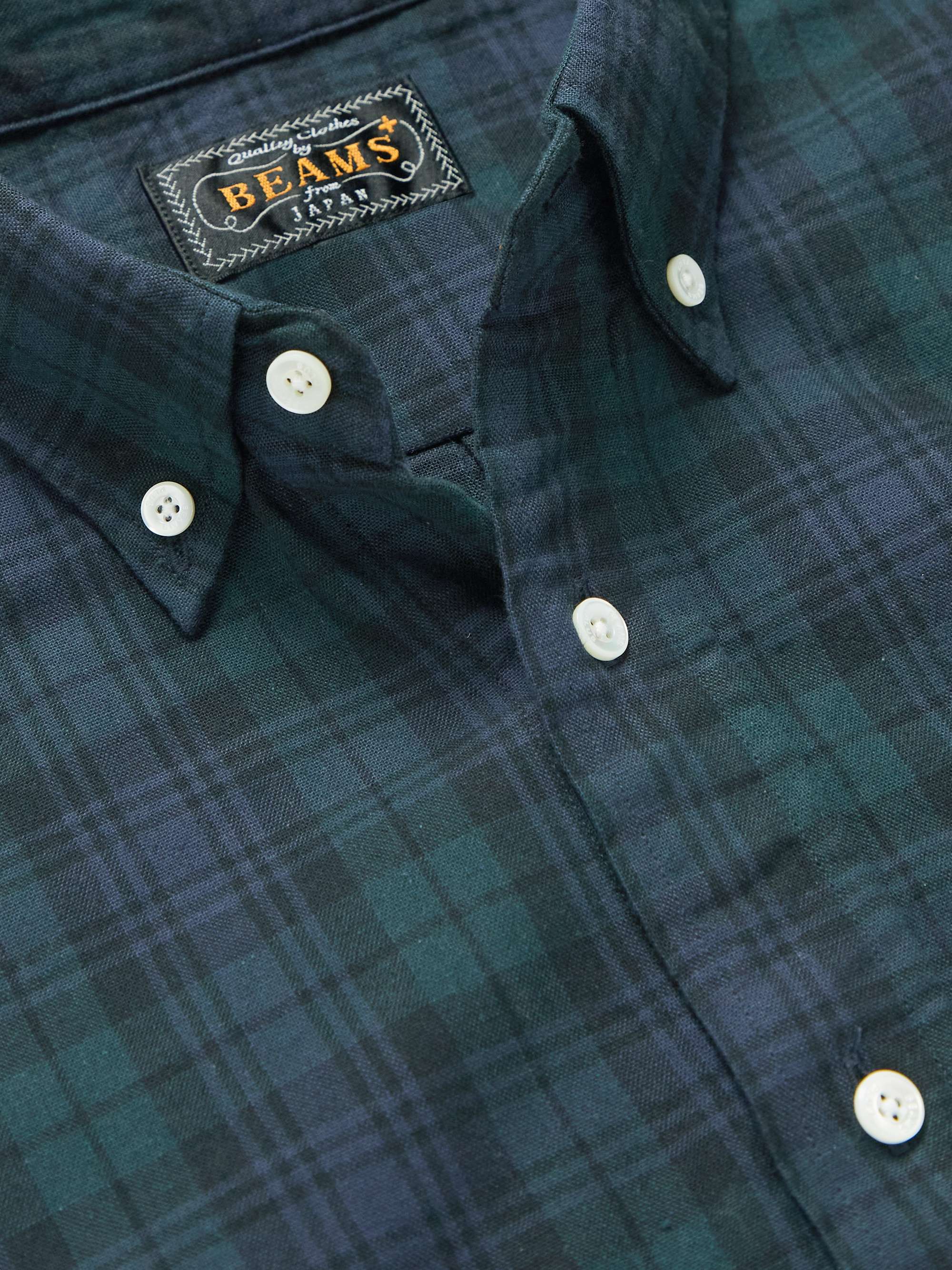BEAMS PLUS Button-Down Collar Checked Cotton Shirt