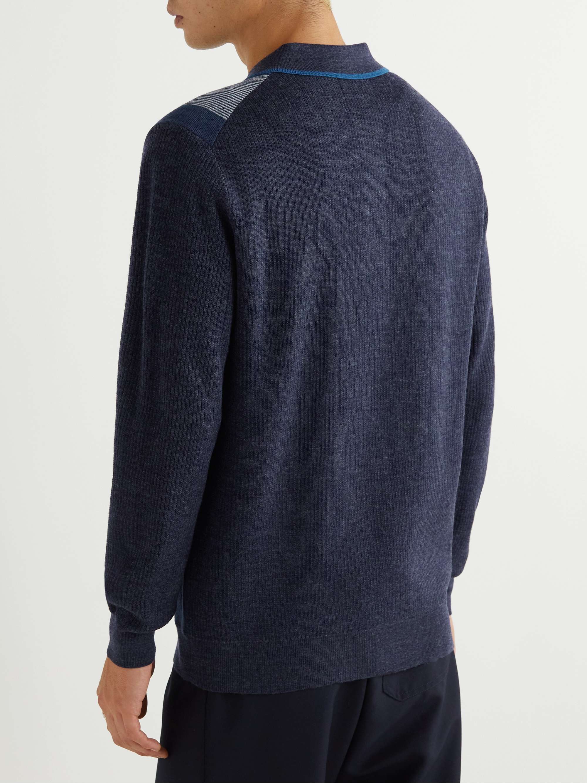 BEAMS PLUS Striped Wool-Jacquard Polo Shirt