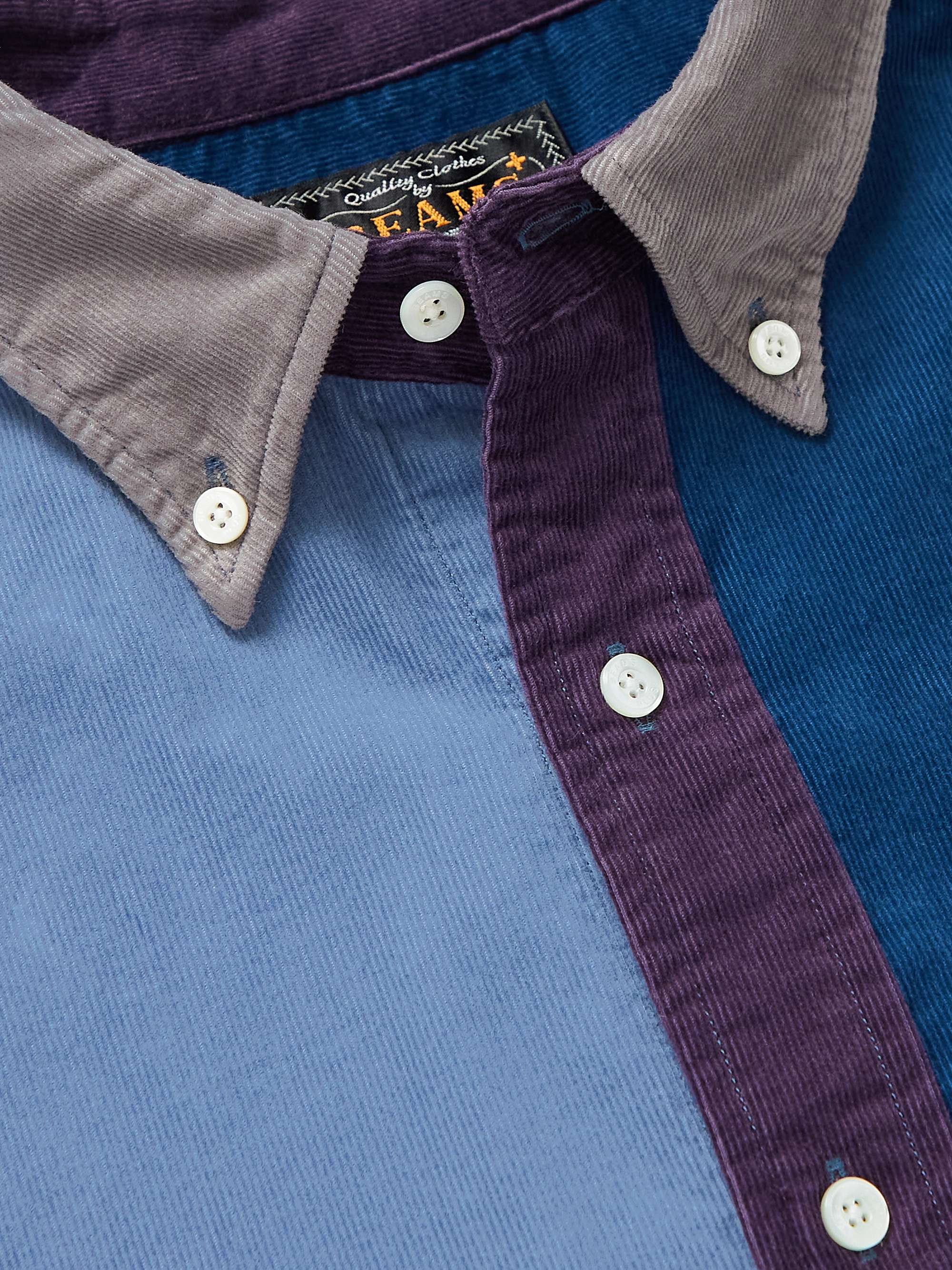 BEAMS PLUS Colour-Block Corduroy Shirt