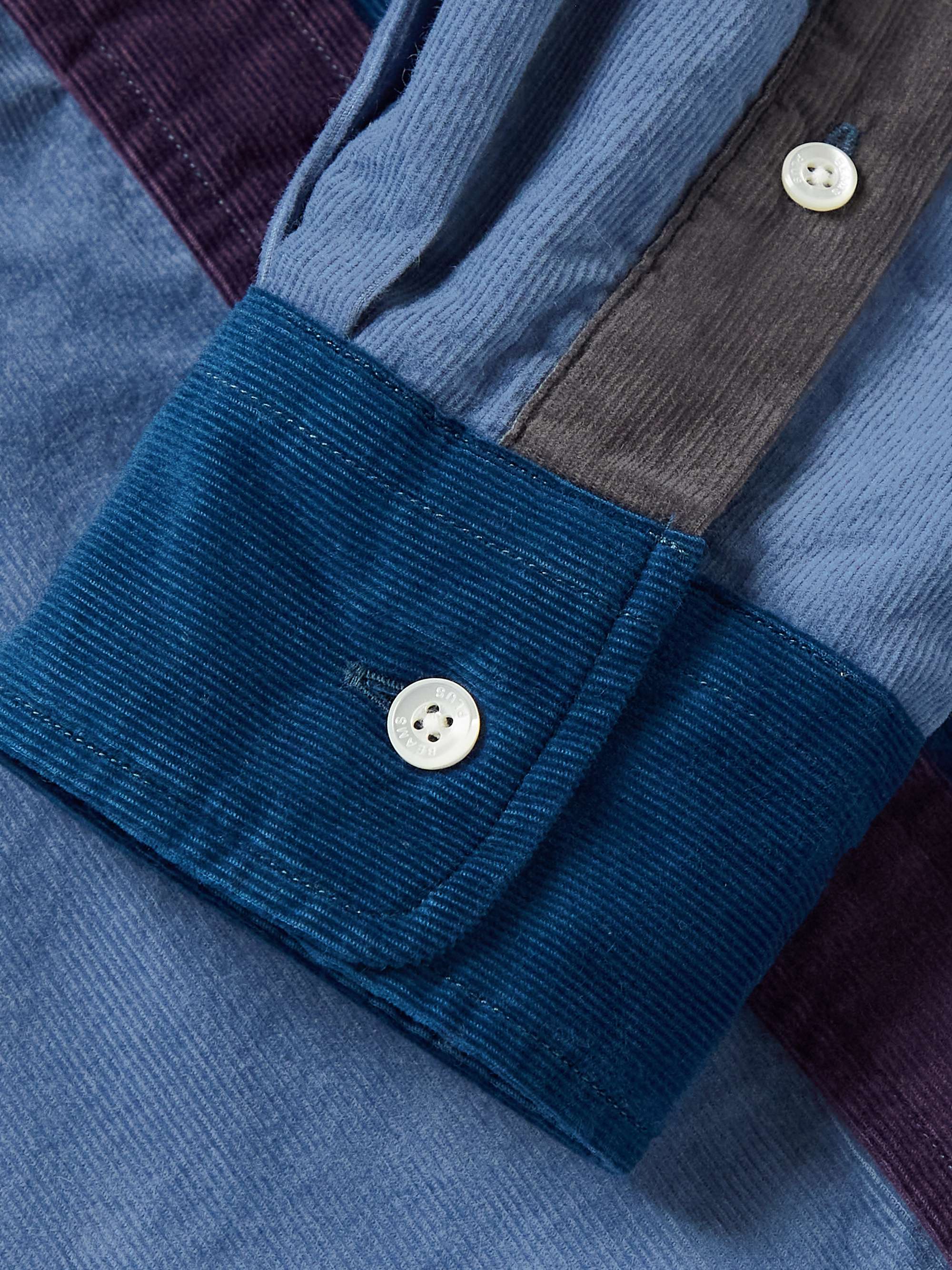 BEAMS PLUS Colour-Block Corduroy Shirt