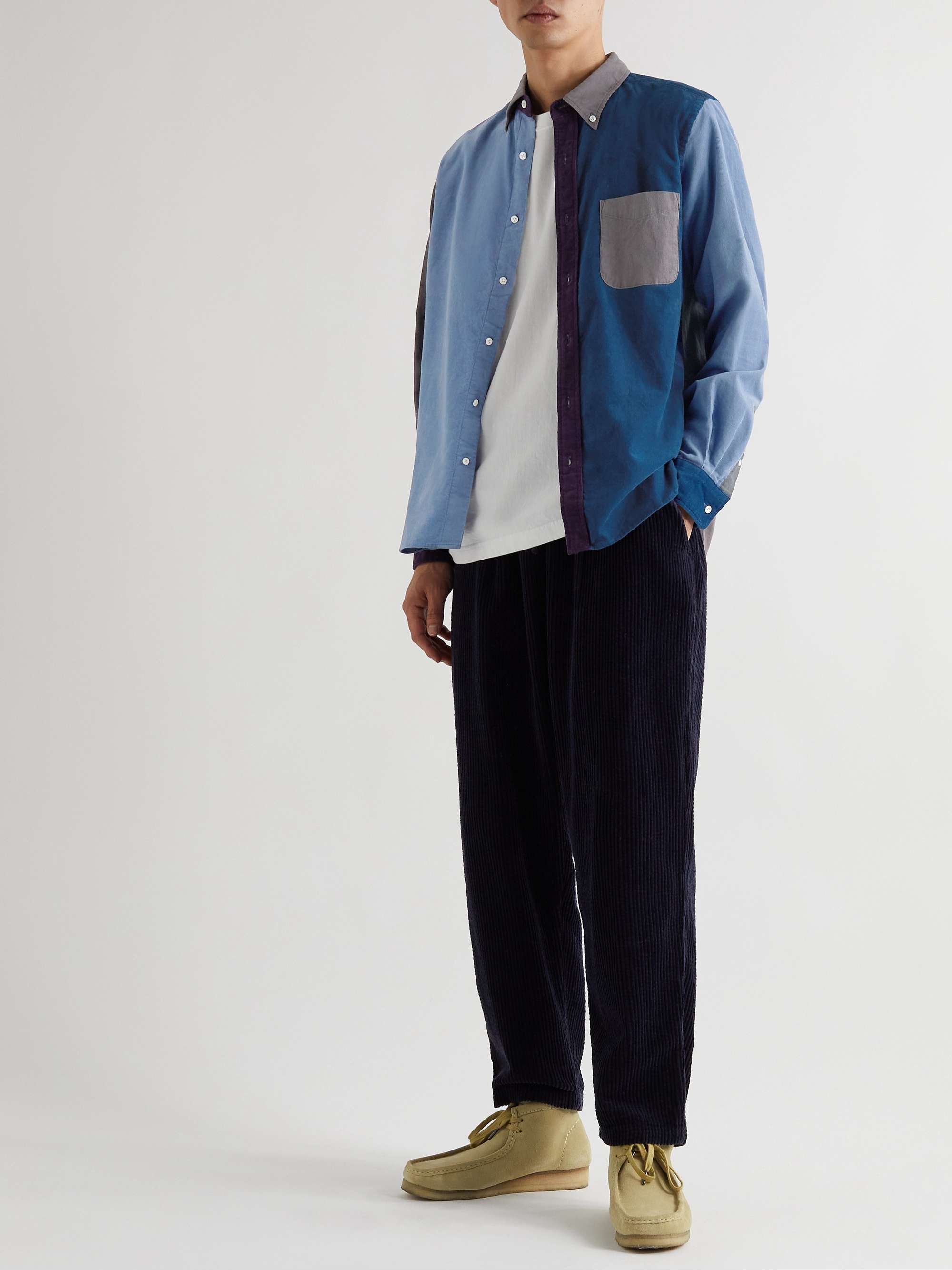 BEAMS PLUS Colour-Block Corduroy Shirt