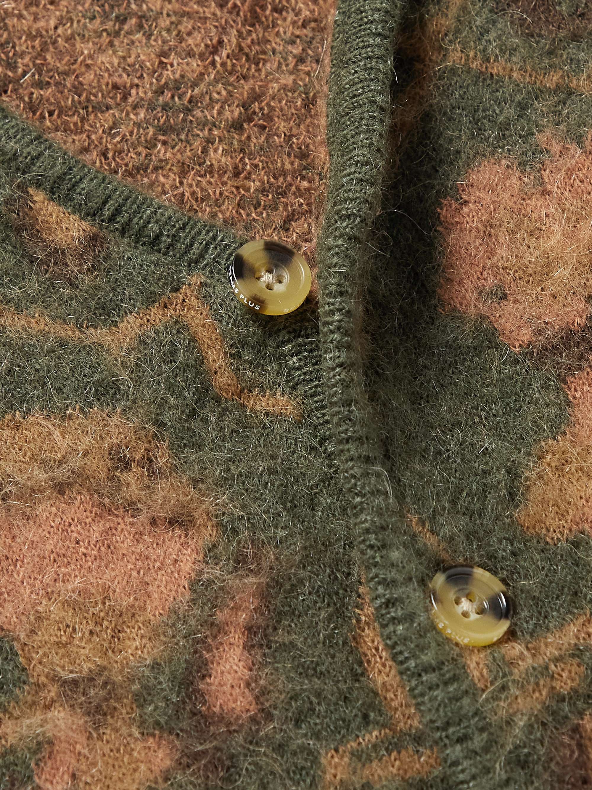 BEAMS PLUS Floral-Print Jacquard-Knit Cardigan