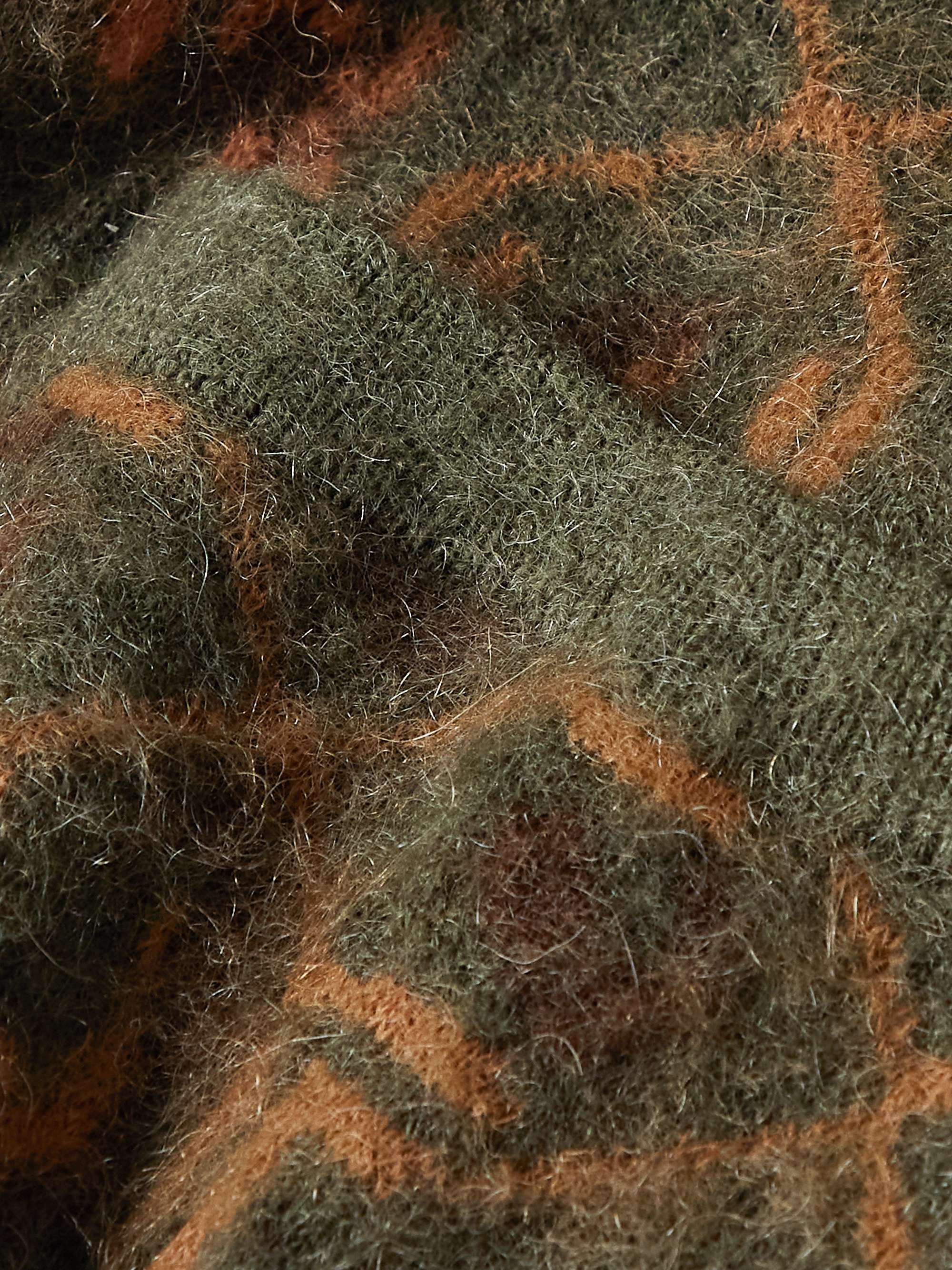 BEAMS PLUS Floral-Print Jacquard-Knit Cardigan