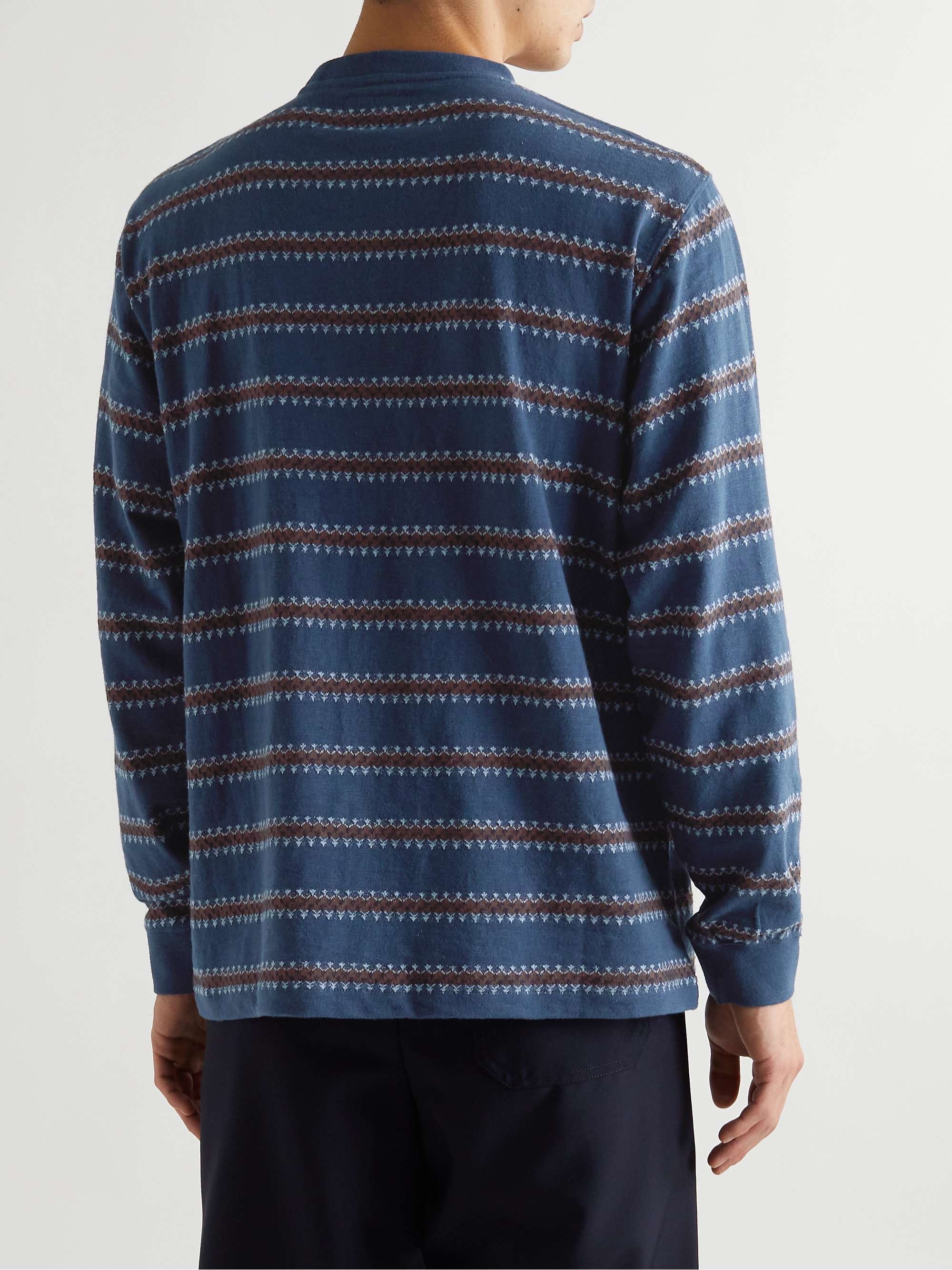 BEAMS PLUS Striped Cotton-Jacquard T-Shirt