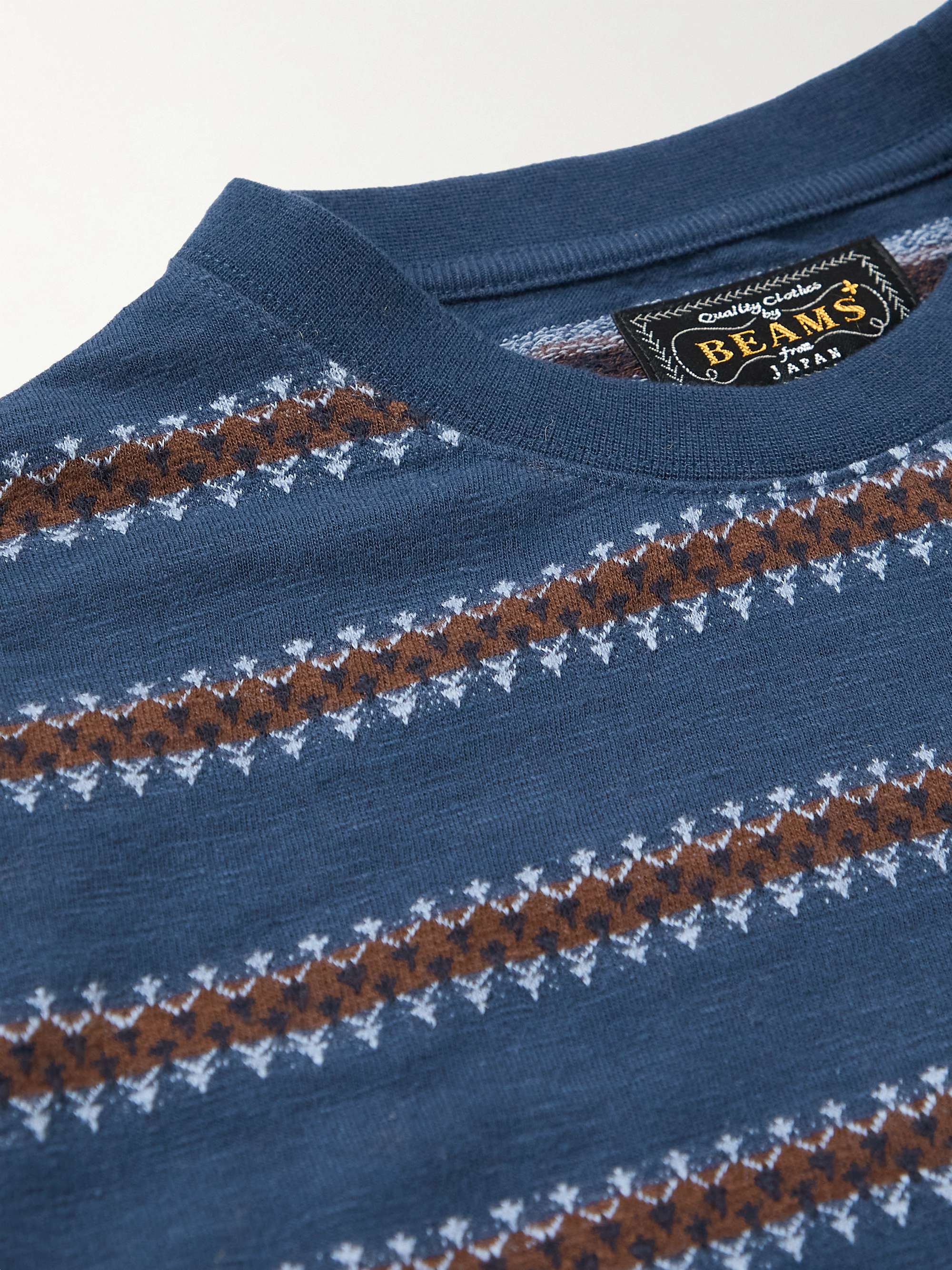 BEAMS PLUS Striped Cotton-Jacquard T-Shirt