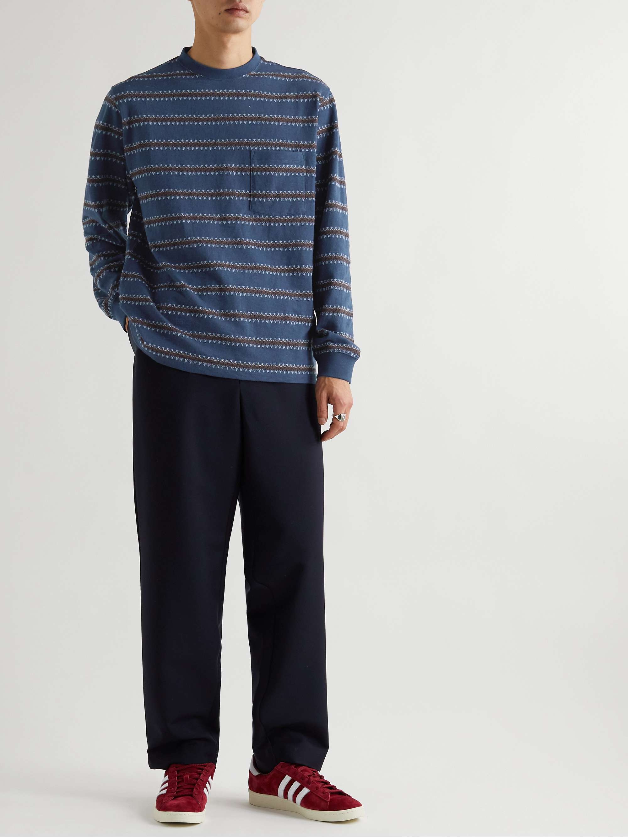 BEAMS PLUS Striped Cotton-Jacquard T-Shirt