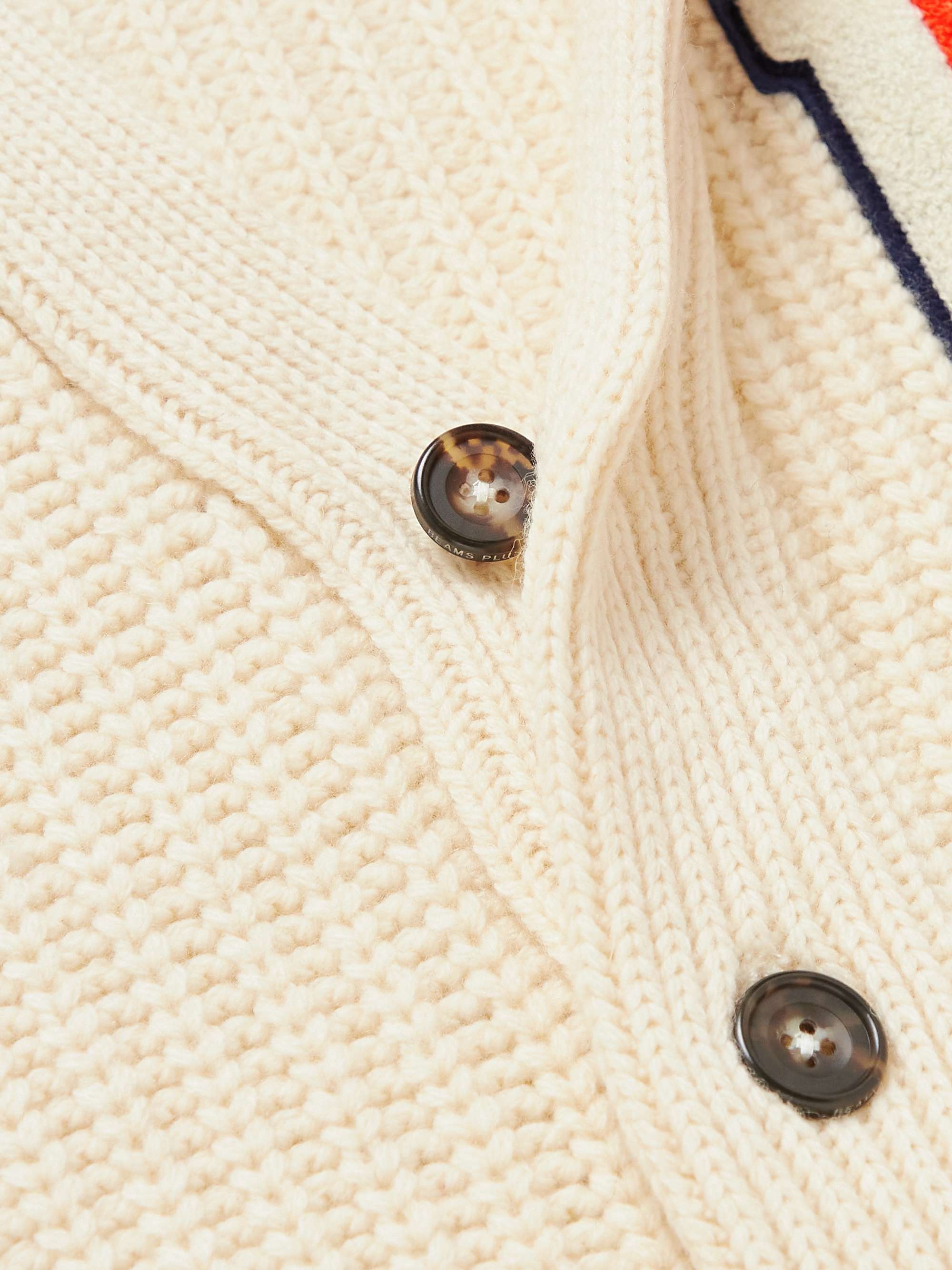 BEAMS PLUS Logo-Appliquéd Ribbed Wool-Blend Cardigan