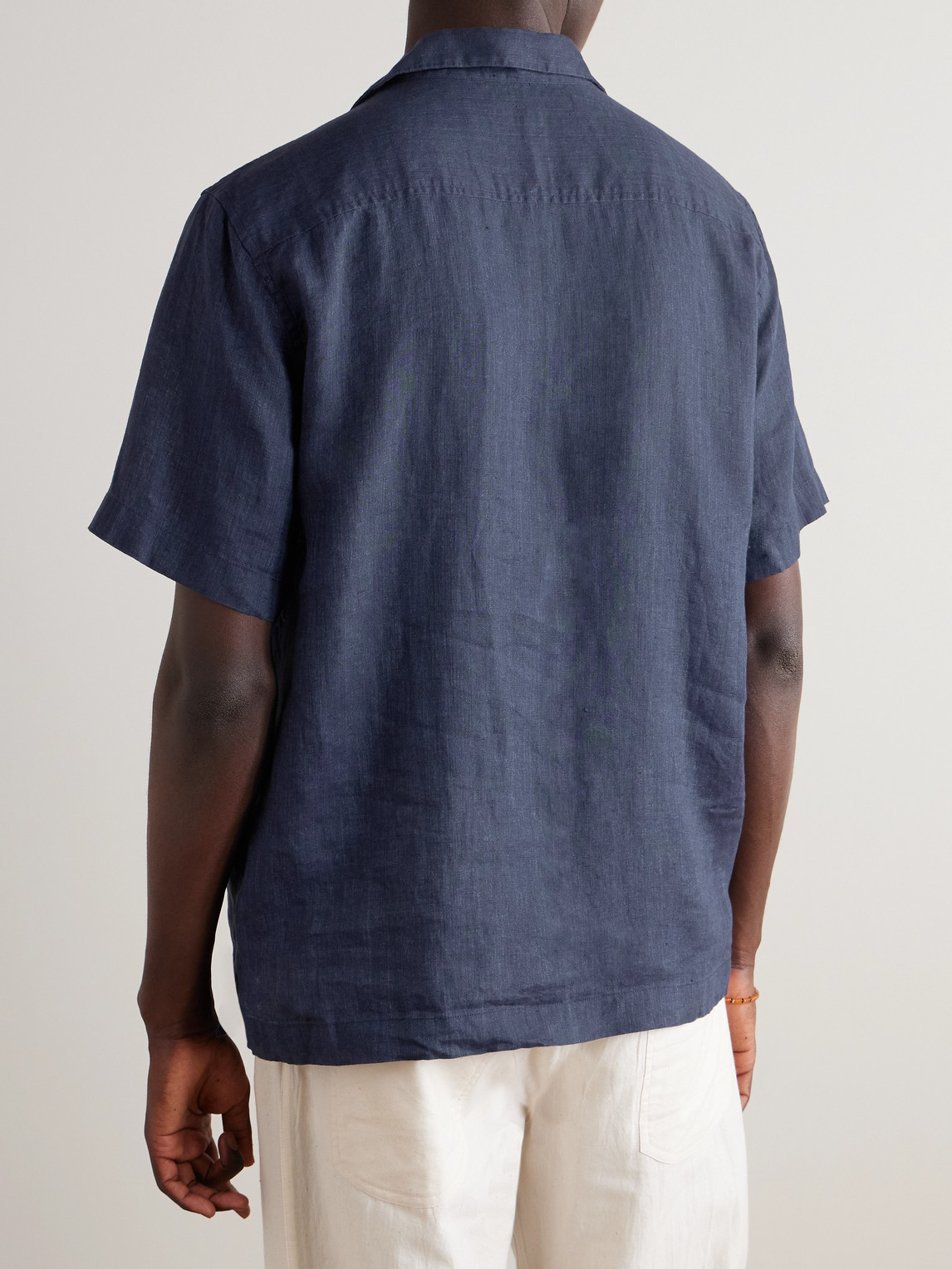 Shop Frescobol Carioca Angelo Camp-collar Linen Shirt In Blue