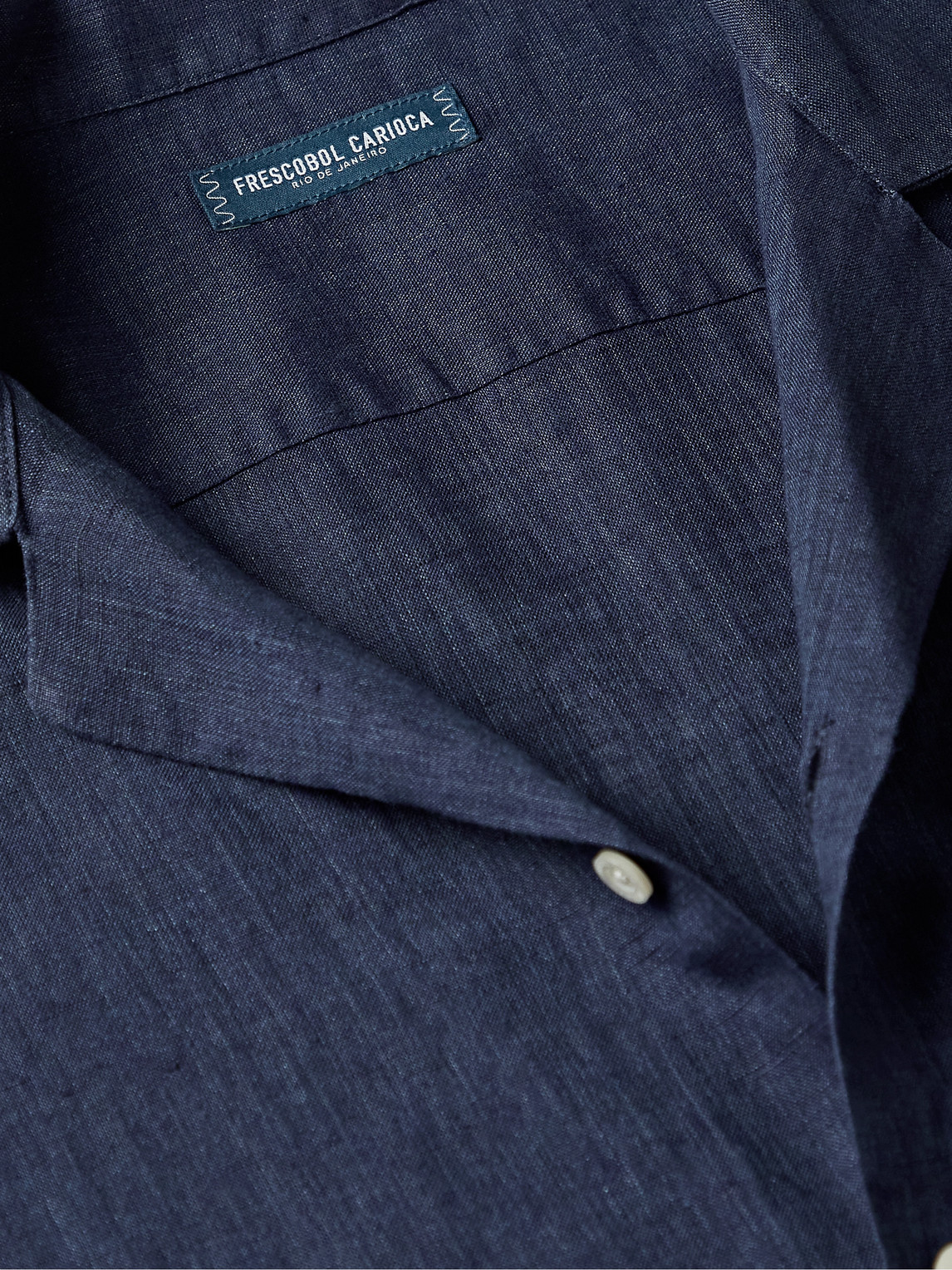 Frescobol Carioca Angelo Camp-collar Linen Shirt In Blue
