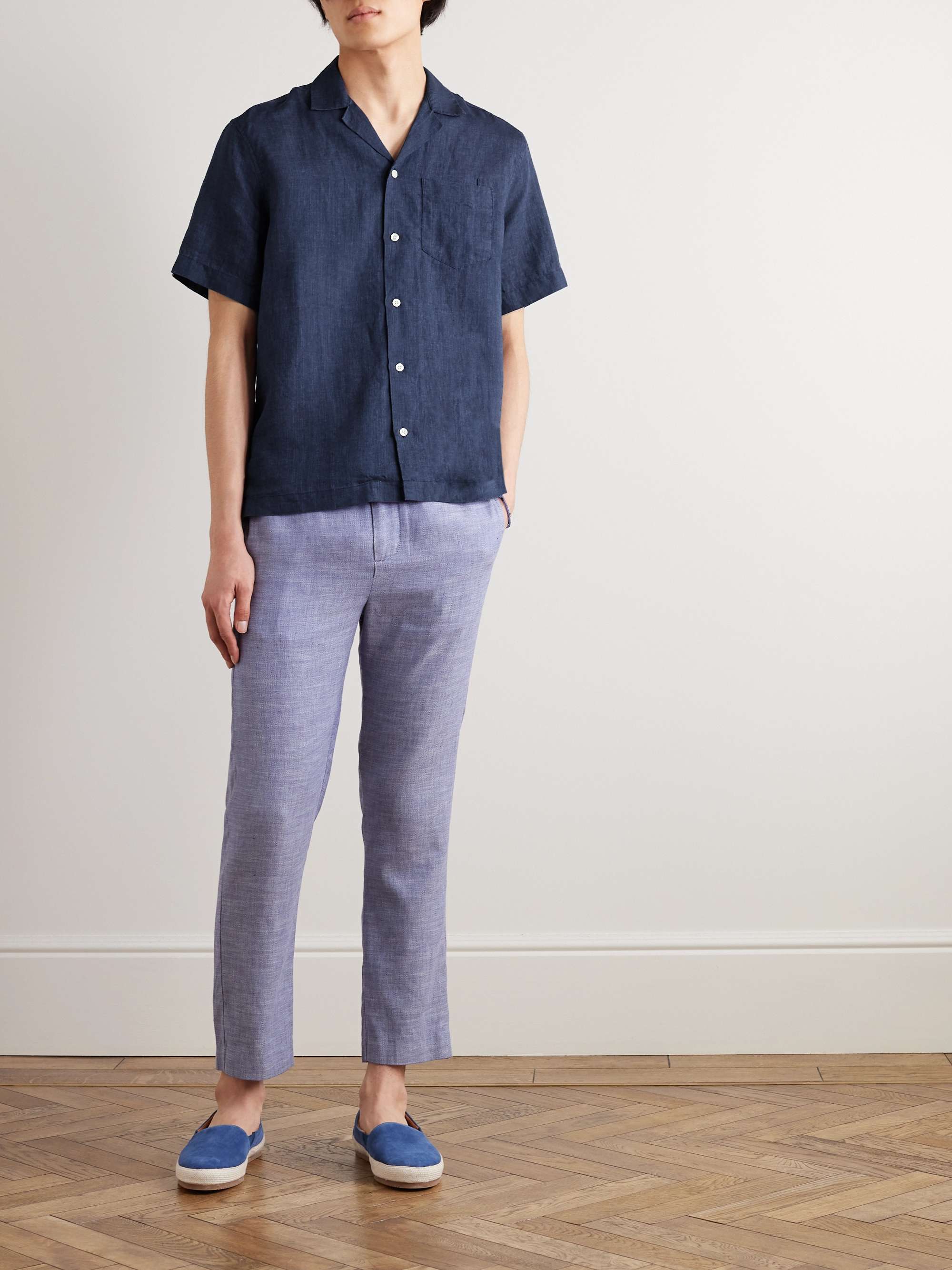 Angelo Camp-Collar Linen Shirt
