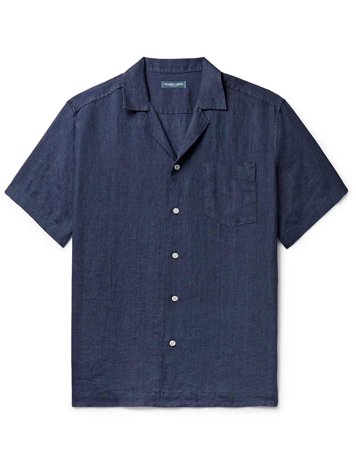 Frescobol Carioca Angelo Camp-collar Linen Shirt In Blue