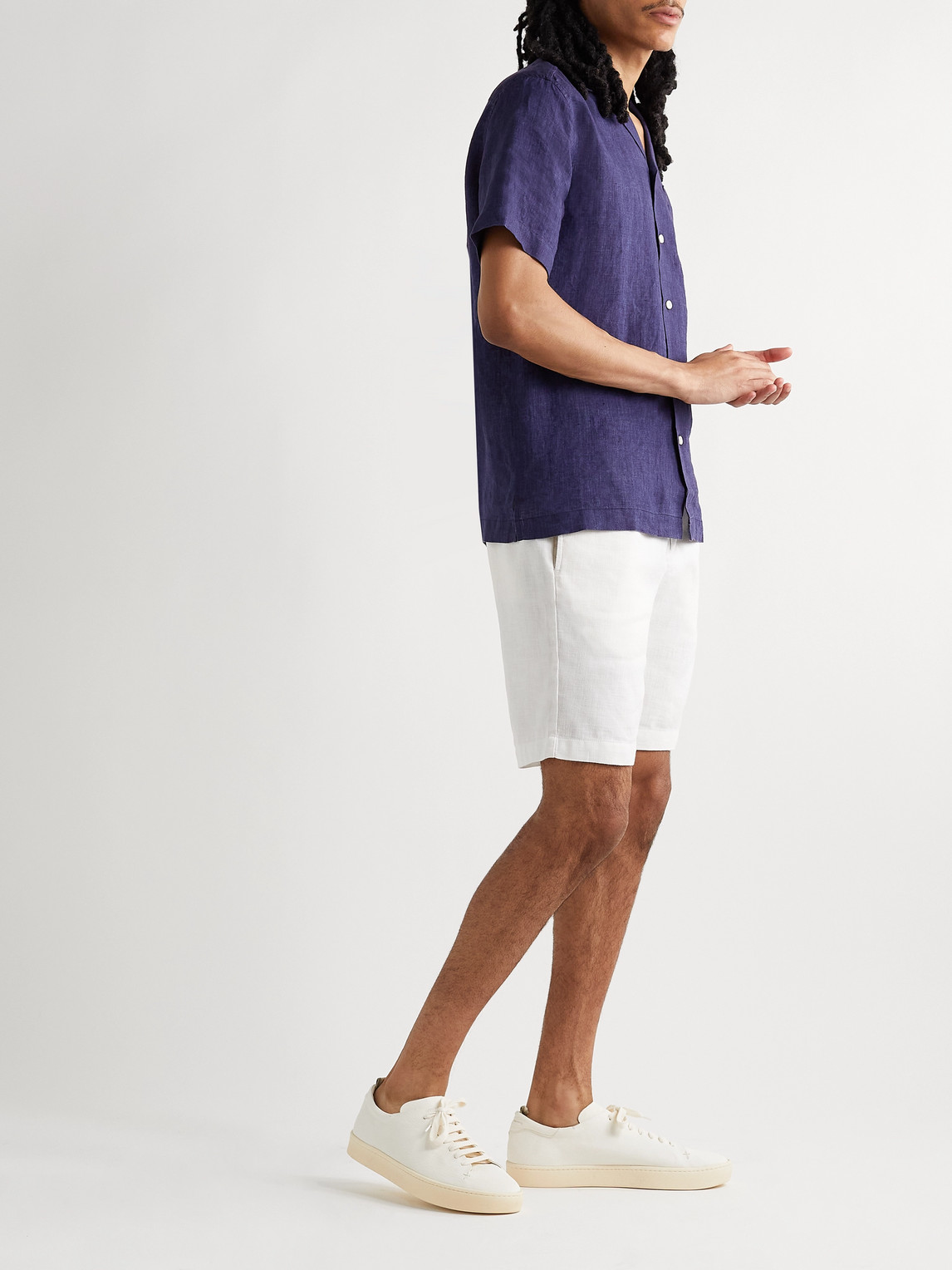 Felipe Straight-Leg Linen and Cotton-Blend Drawstring Shorts — 2